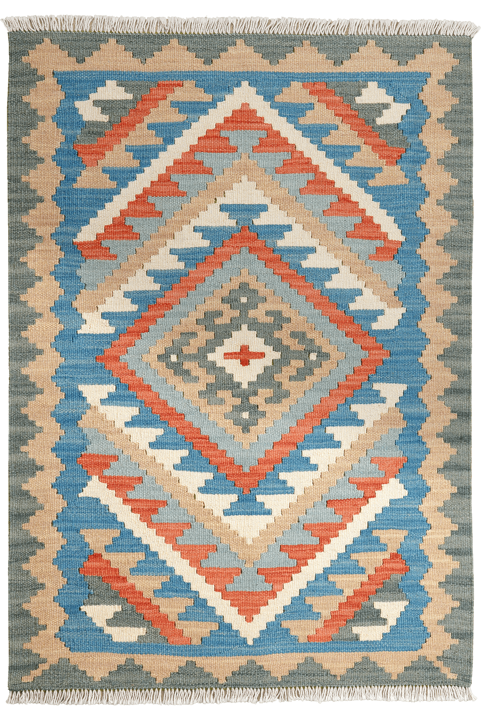 Kelim Gashgai — Handmade, 82x119 cm, Blue, 100% Virgin Wool | Main view