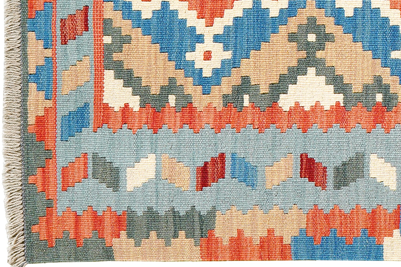 Kelim Gashgai — Handmade, 82x195 cm, Blue, 100% Virgin Wool | View 3