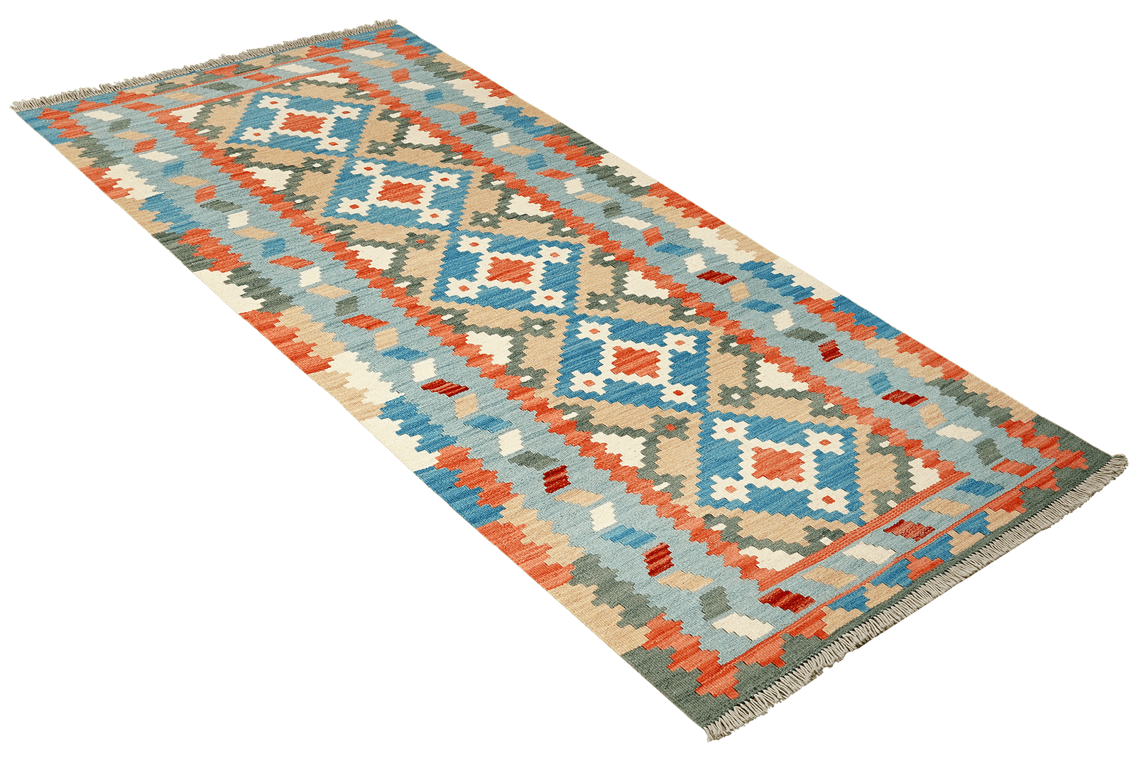 Kelim Gashgai — Handmade, 82x195 cm, Blue, 100% Virgin Wool | View 4