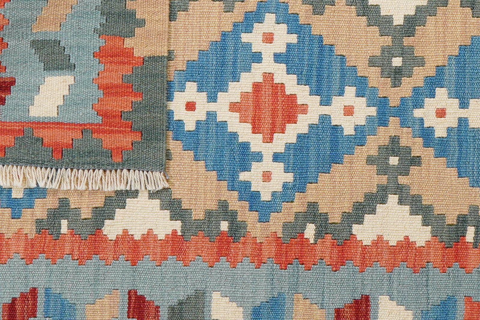 Kelim Gashgai — Handmade, 82x195 cm, Blue, 100% Virgin Wool | View 6