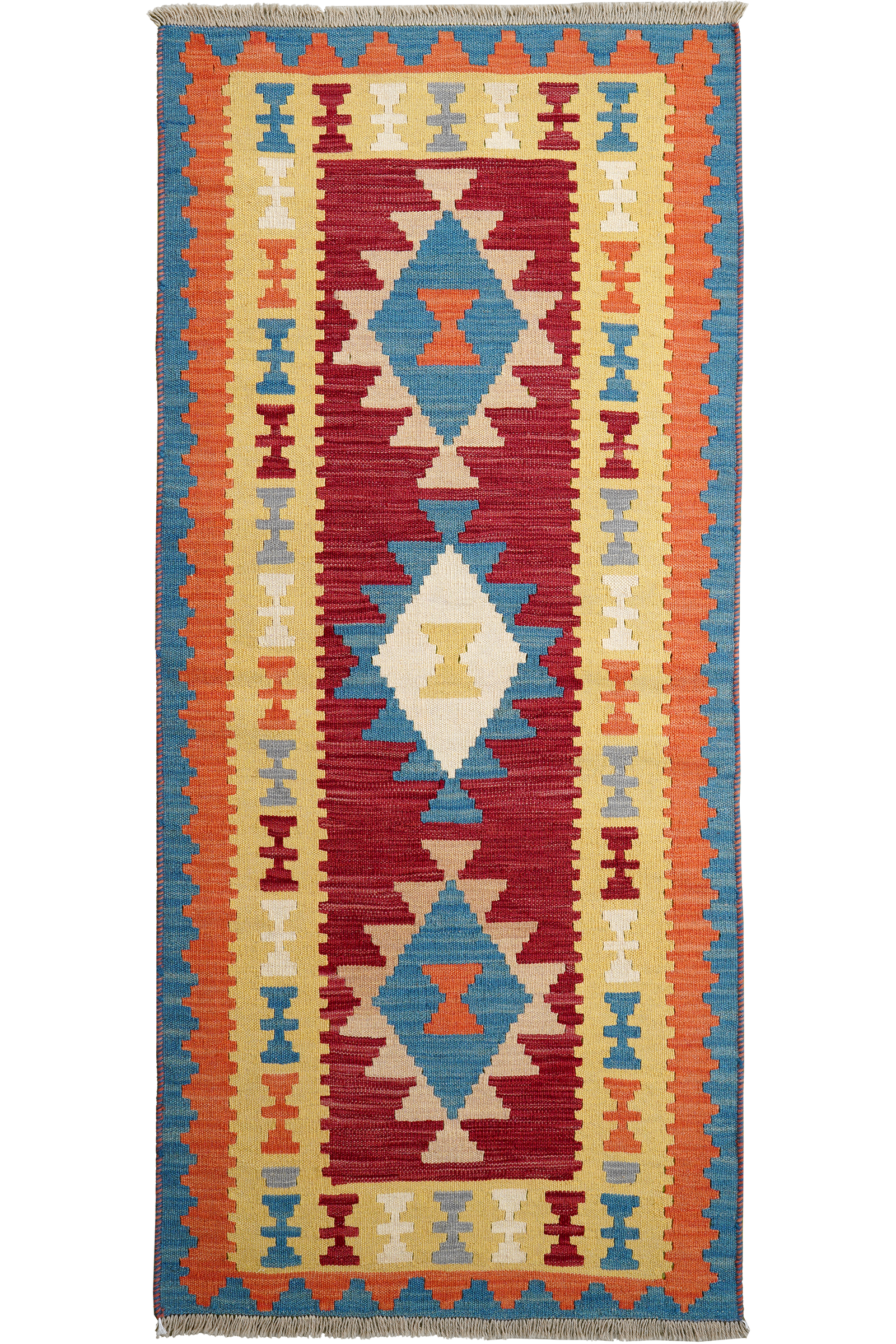 Kelim Gashgai — Handgefertigt, 192x87 cm, Beige, 100% Virgin Wool | Main view