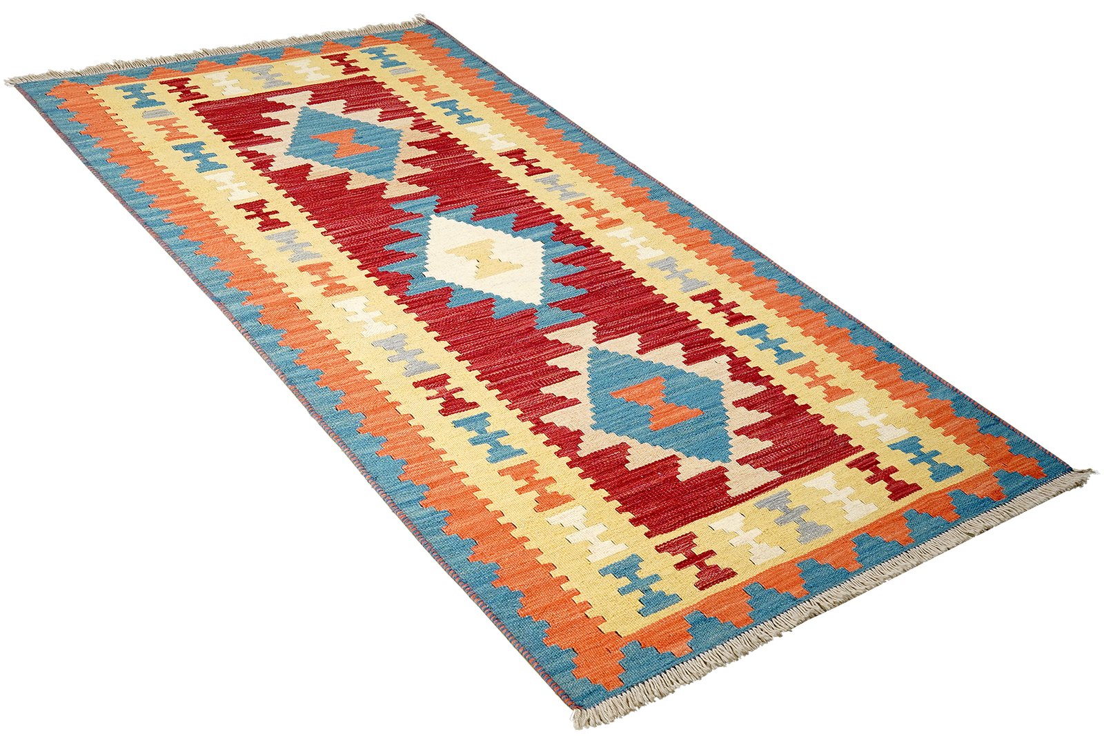 Kelim Gashgai — Handmade, 87x192 cm, Red, 100% Virgin Wool | View 4