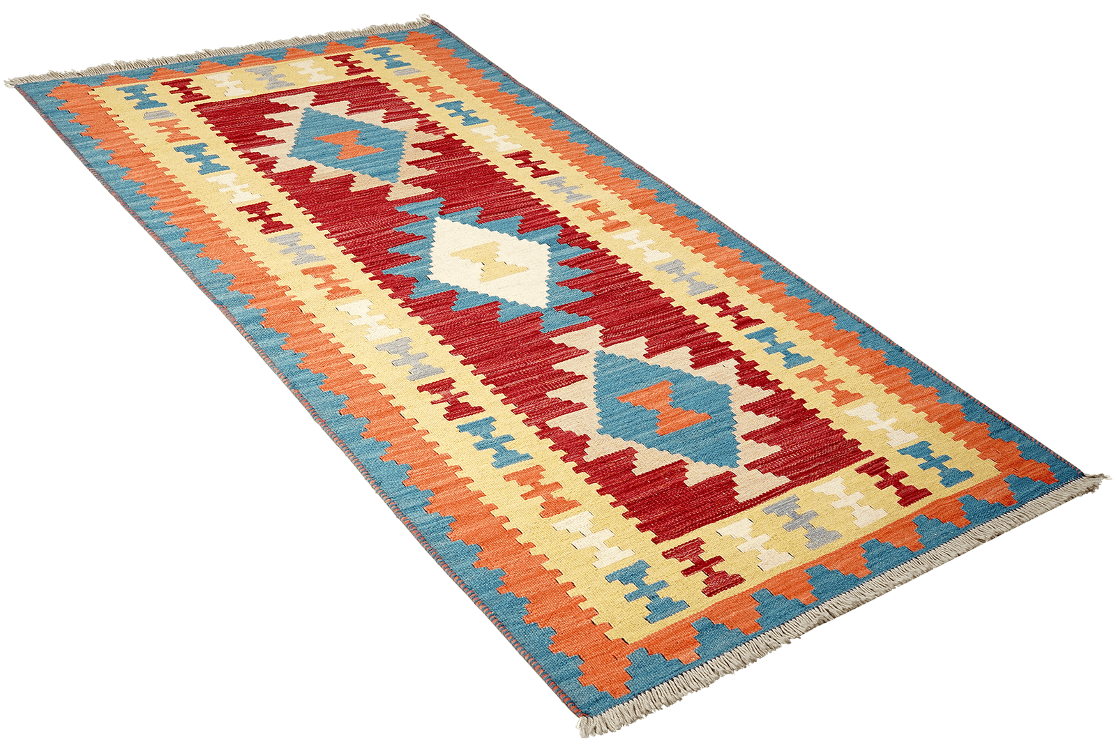 Kelim Gashgai — Handmade, 87x192 cm, Red, 100% Virgin Wool | View 4