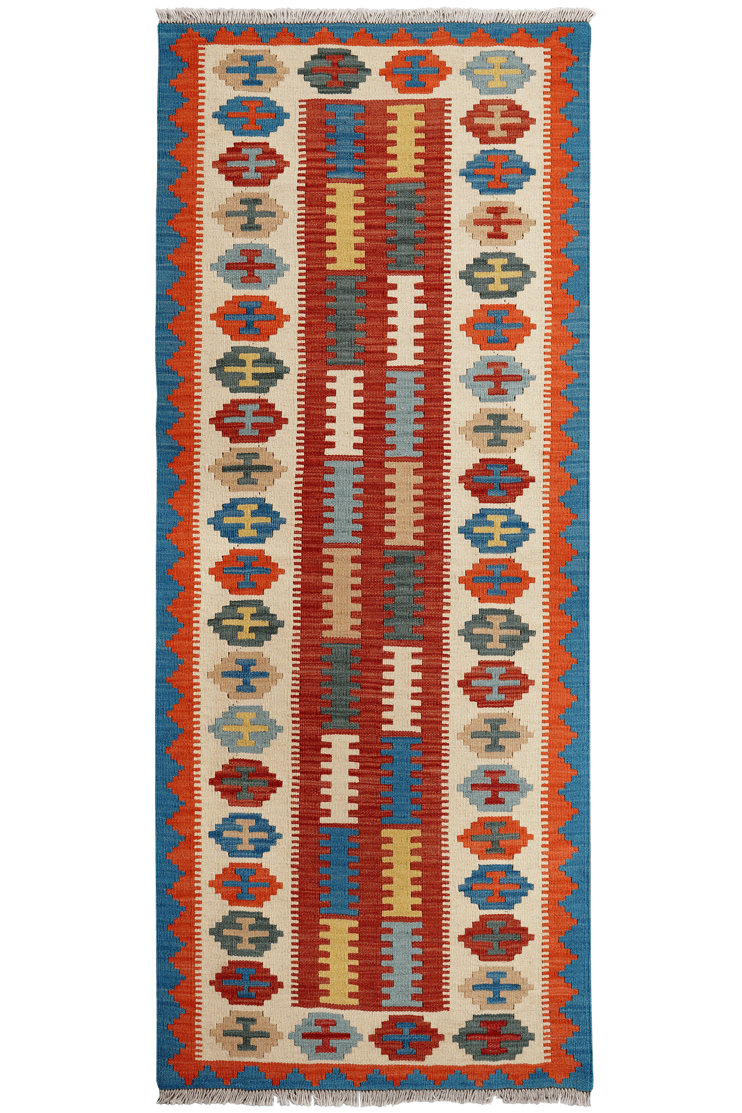 Kelim Gashgai — Handmade, 79x200 cm, Red, 100% Virgin Wool | Main view