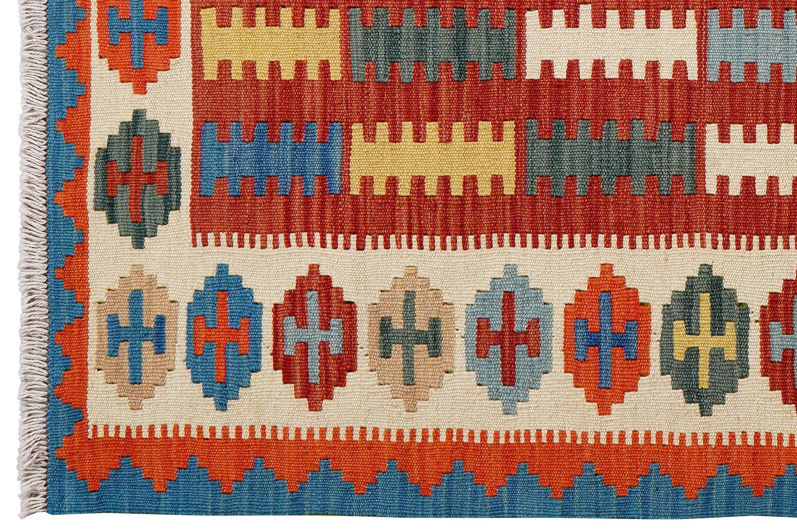 Kelim Gashgai — Handmade, 79x200 cm, Red, 100% Virgin Wool | View 3