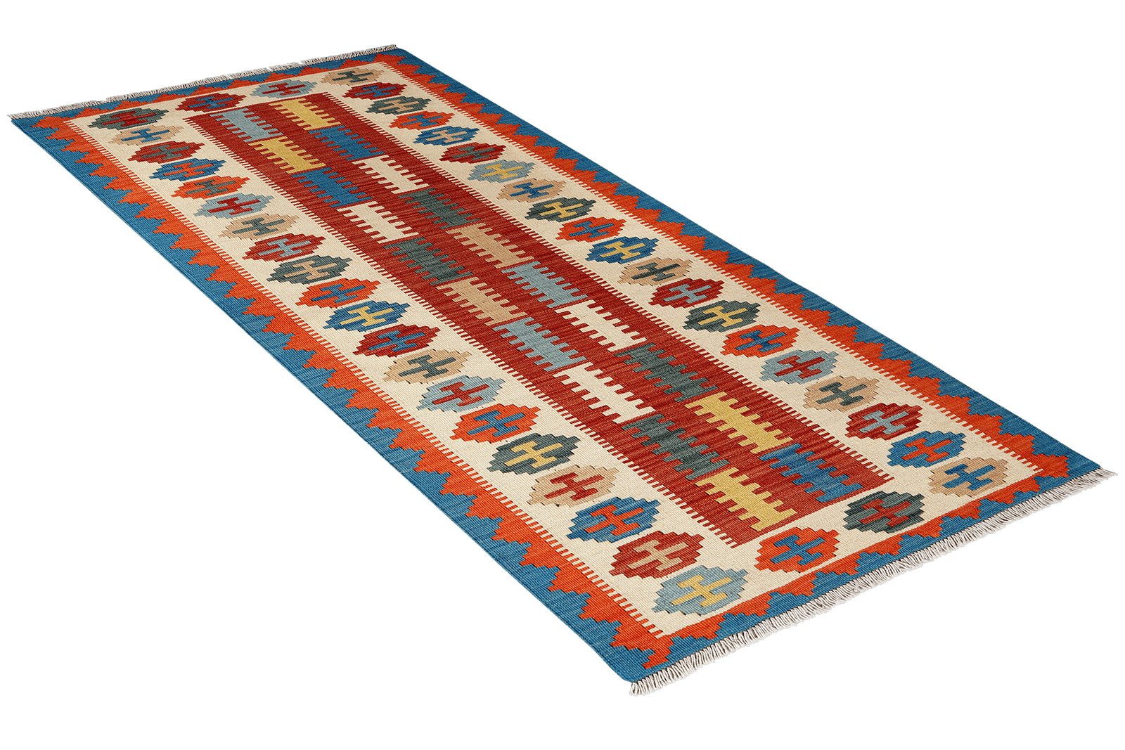Kelim Gashgai — Handmade, 79x200 cm, Red, 100% Virgin Wool | View 4