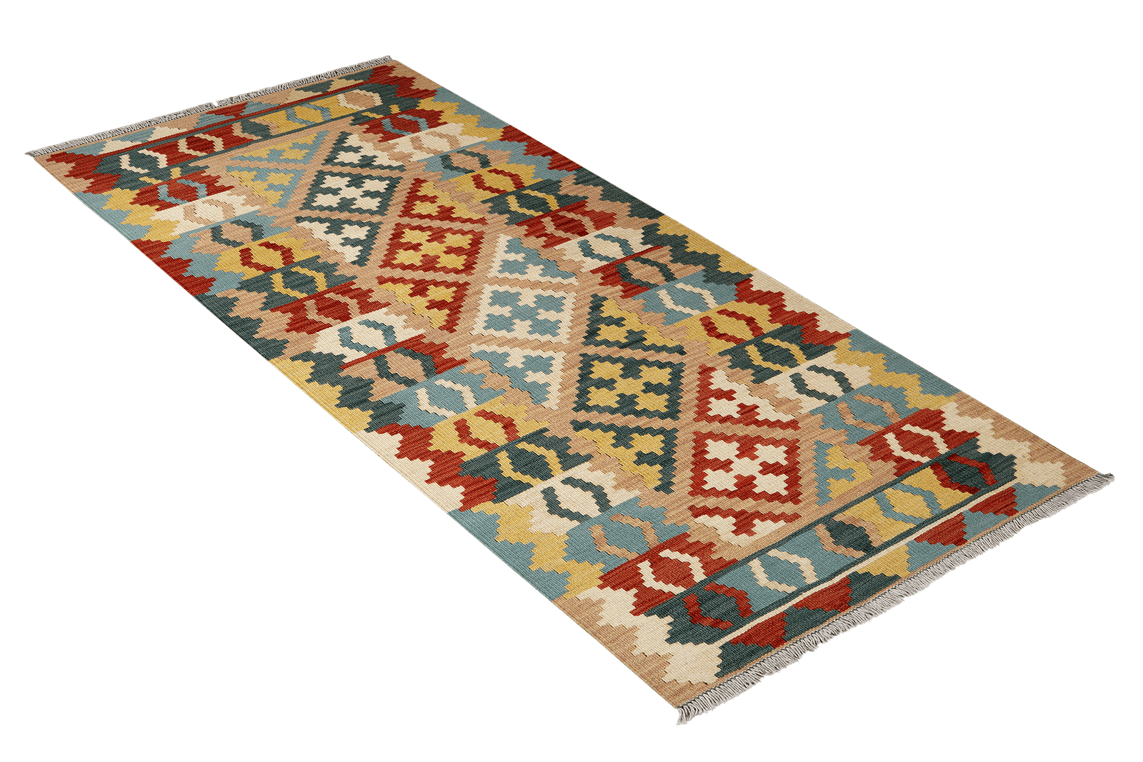 Kelim Gashgai — Handmade, 86x198 cm, Beige, 100% Virgin Wool | View 4