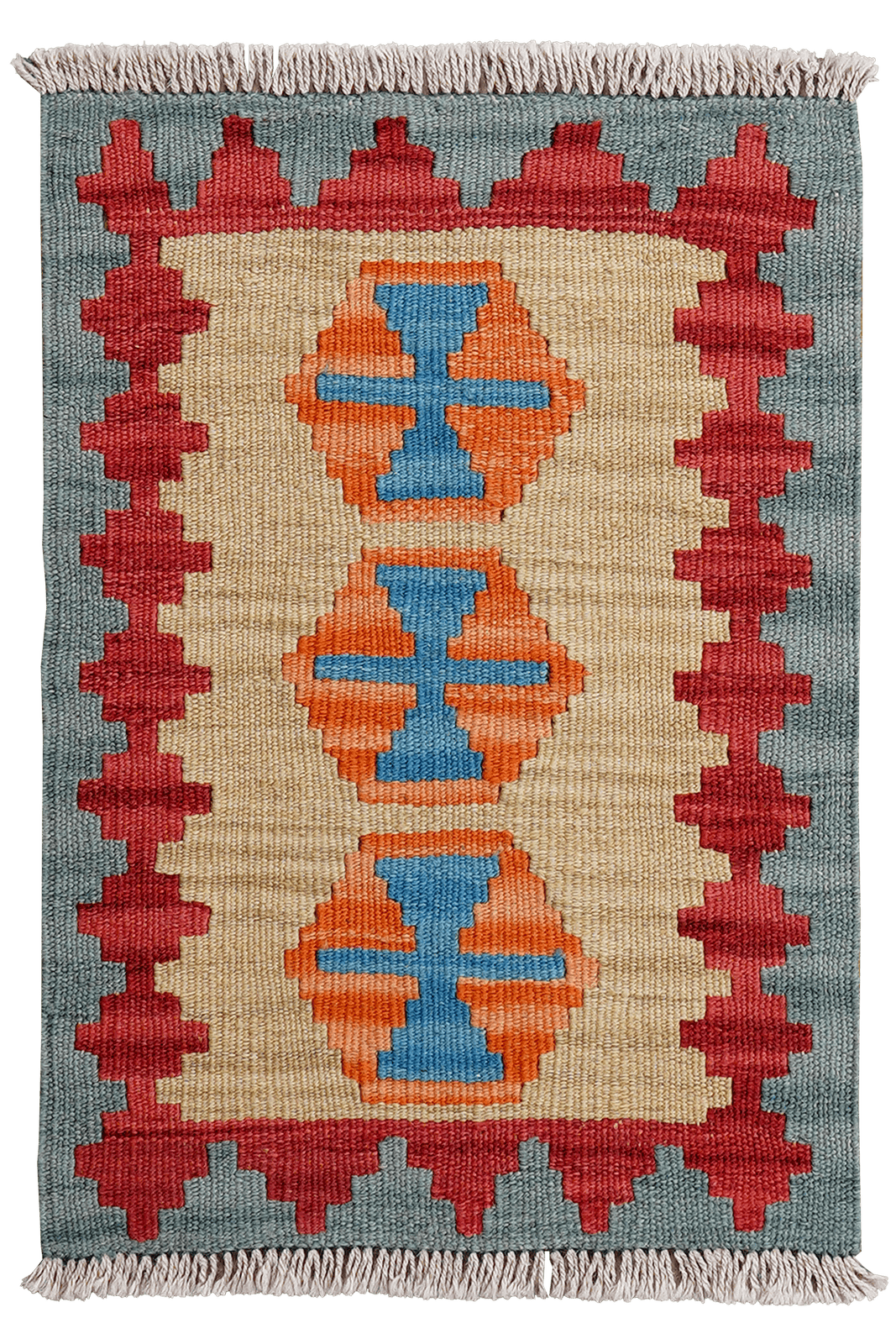Kelim Gashgai — Handmade, 41x58 cm, Beige, 100% Virgin Wool | Main view