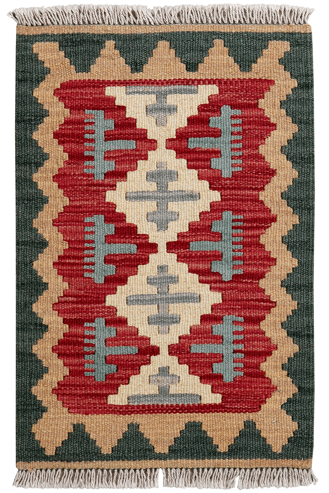 Kelim Gashgai — Handmade, 40x60 cm, Red, 100% Virgin Wool | Main view