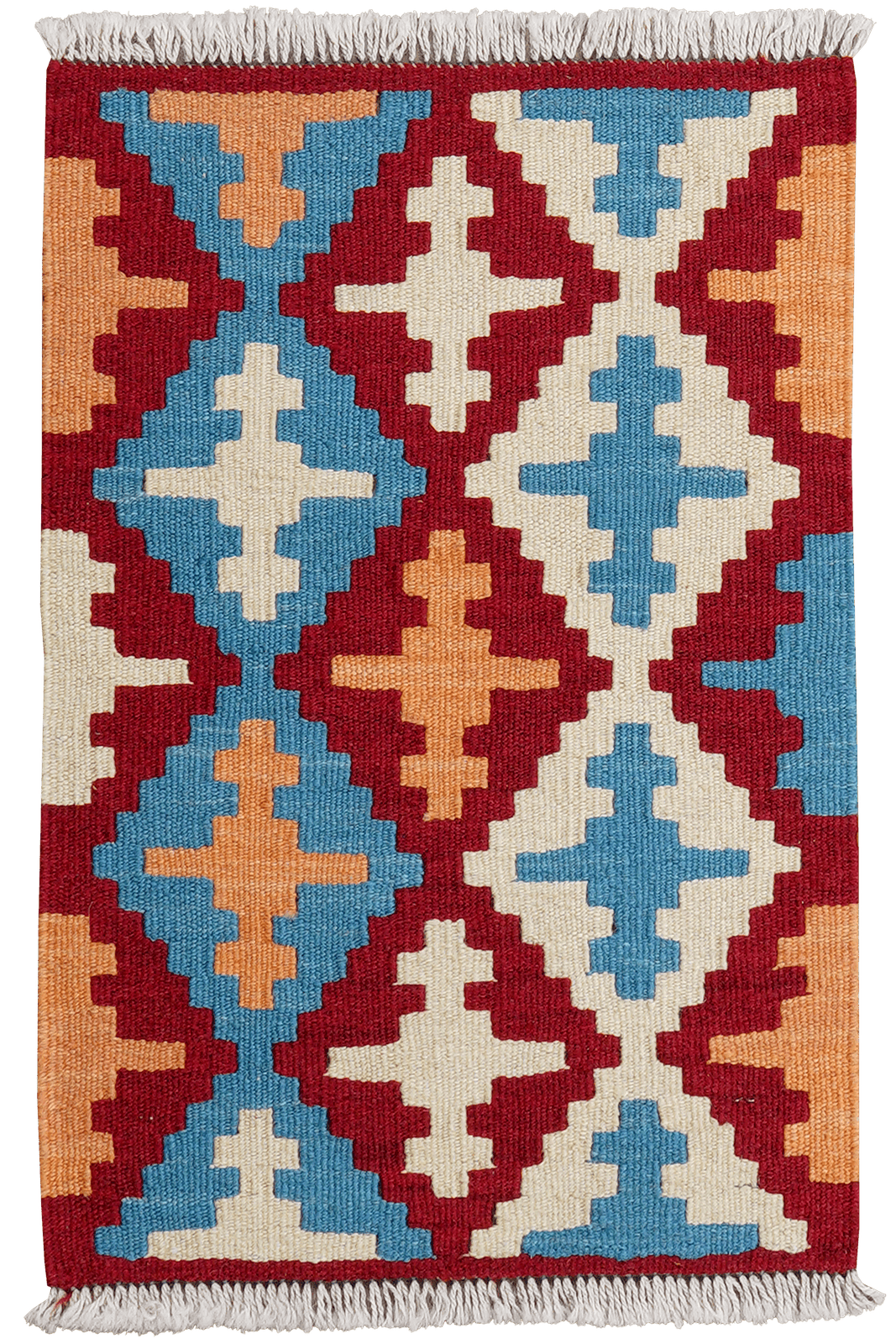 Kelim Gashgai — Handmade, 42x61 cm, Red, 100% Virgin Wool | Main view