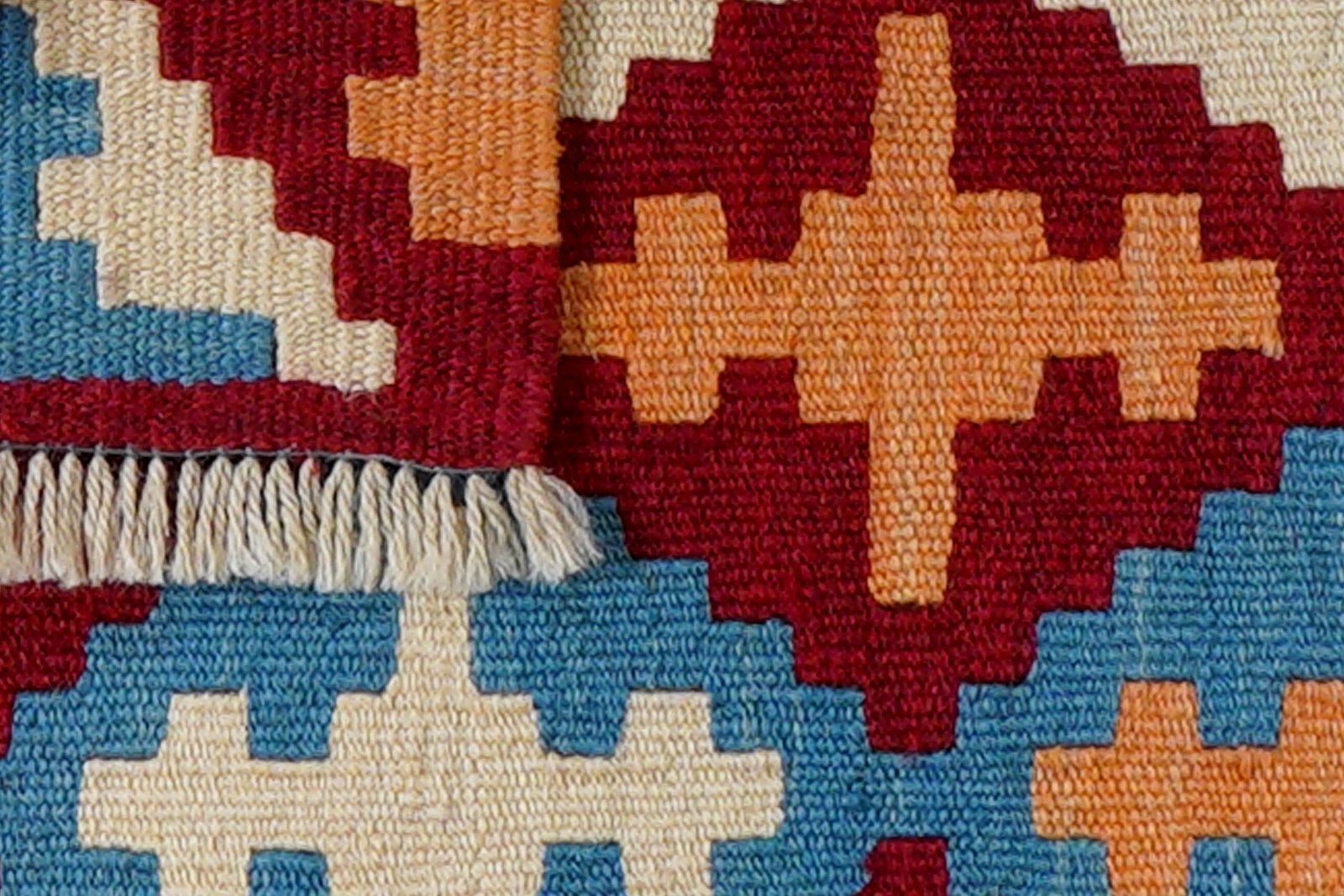Kelim Gashgai — Handmade, 42x61 cm, Red, 100% Virgin Wool | View 6