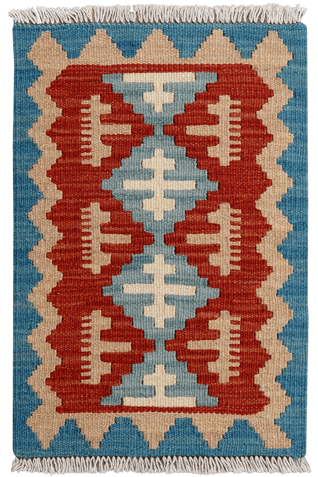 Kelim Gashgai — Handmade, 40x60 cm, Red, 100% Virgin Wool | Main view