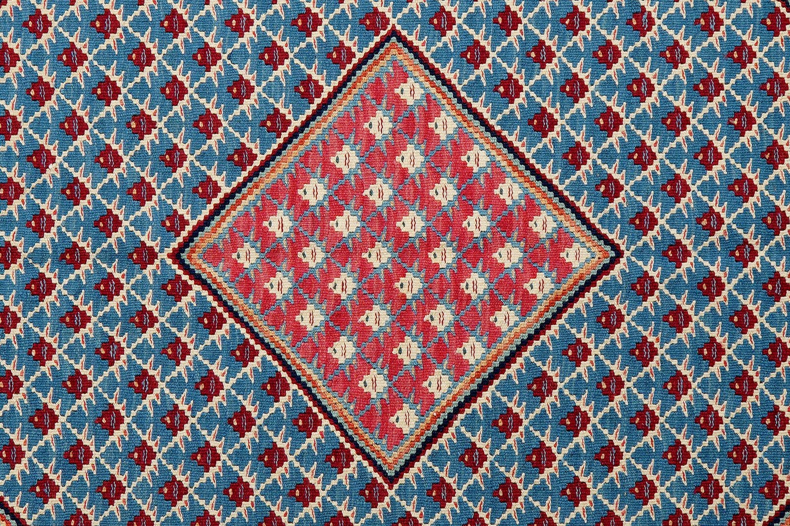 Kelim Senneh — Handmade, 107x156 cm, Blue, 100% Virgin Wool | View 5
