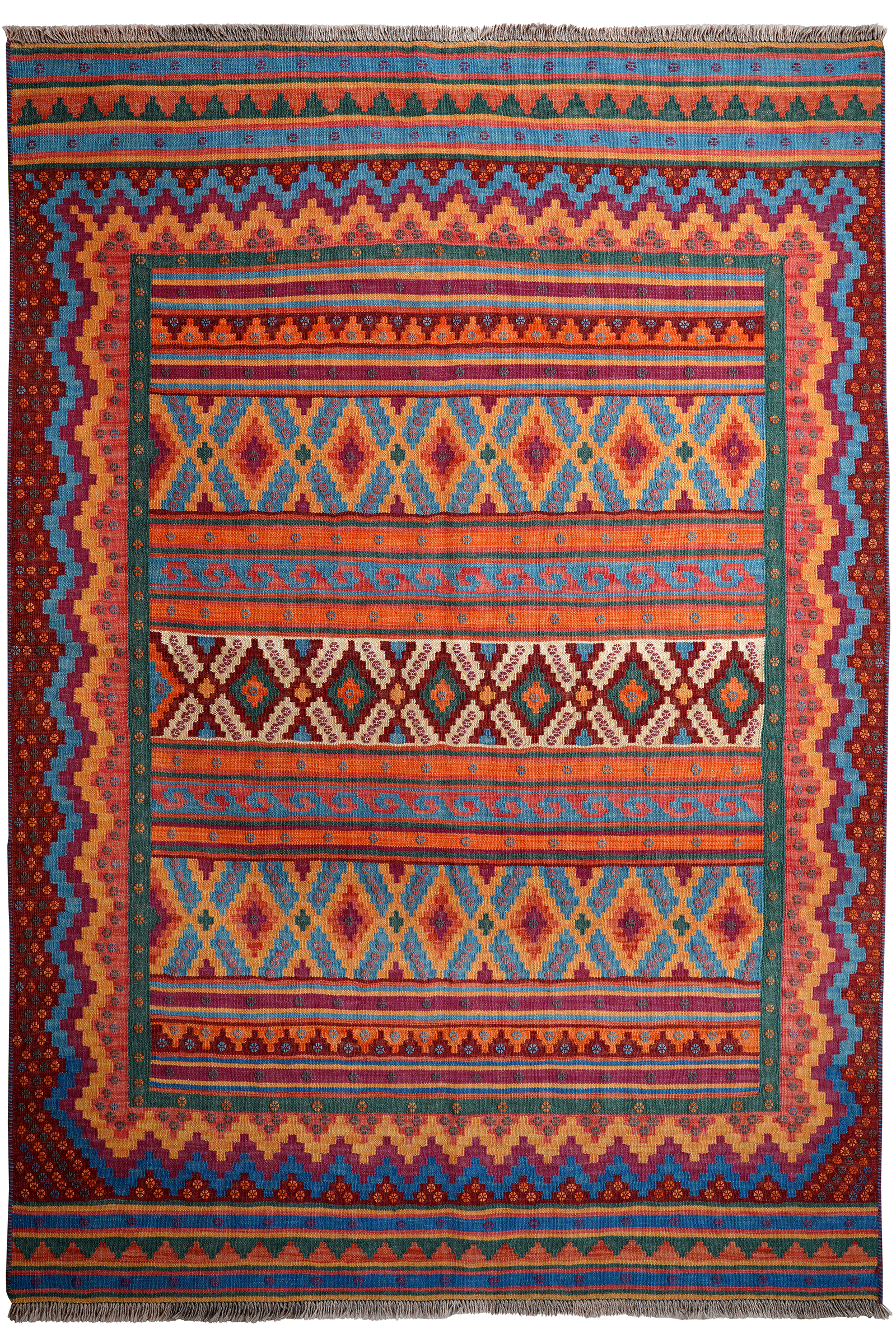 Sumak Sirdjan — Handgefertigt, 229x156 cm, Bunt, 100% Virgin Wool | Main view