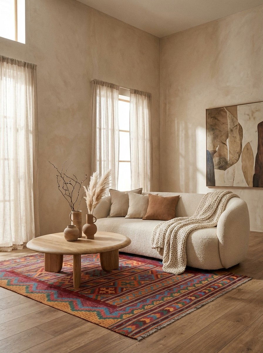 Sumak Sirdjan — Handgefertigt, 232x150 cm, Bunt, 100% Virgin Wool | Detail view