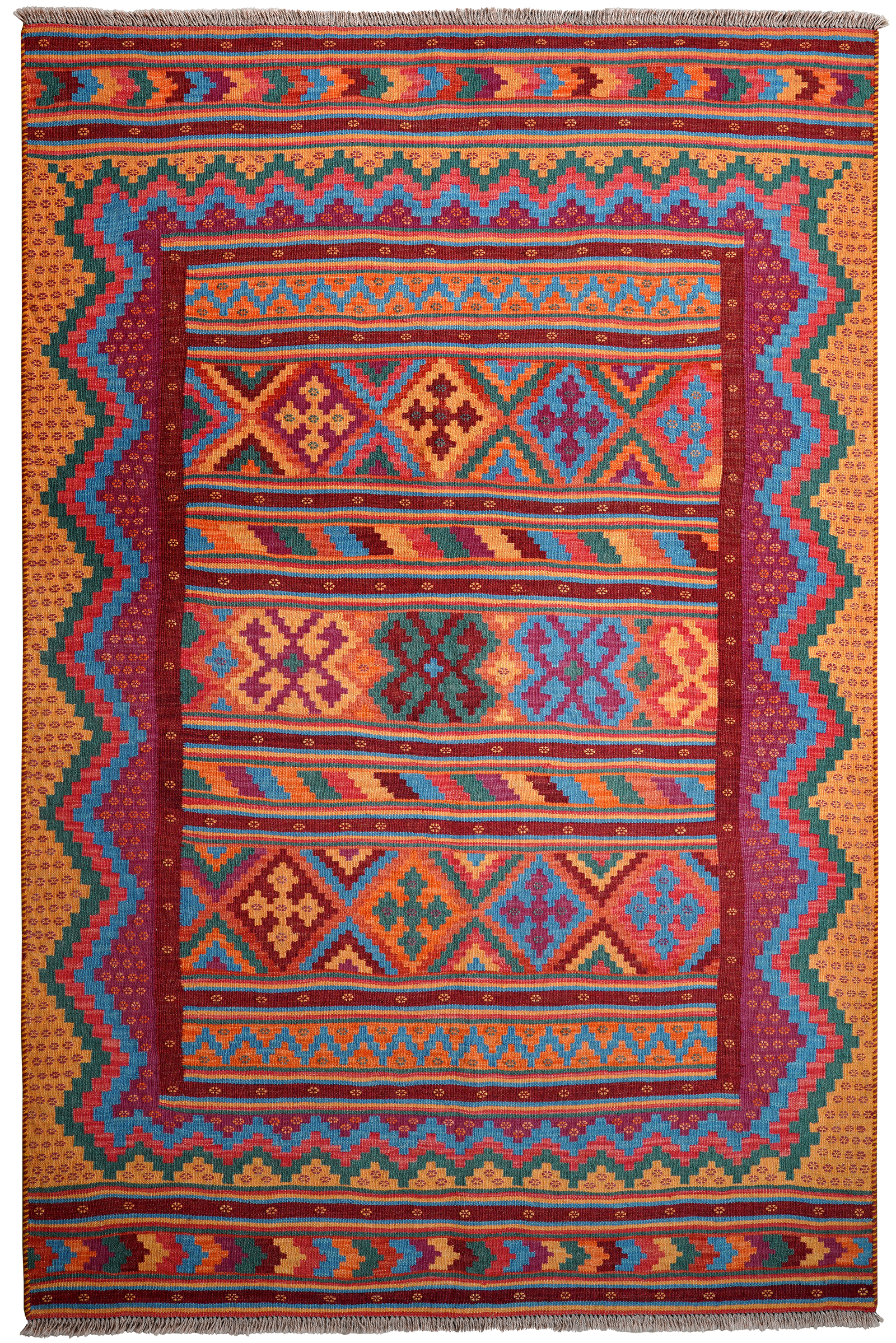 Sumak Sirdjan — Handgefertigt, 232x150 cm, Bunt, 100% Virgin Wool | Main view