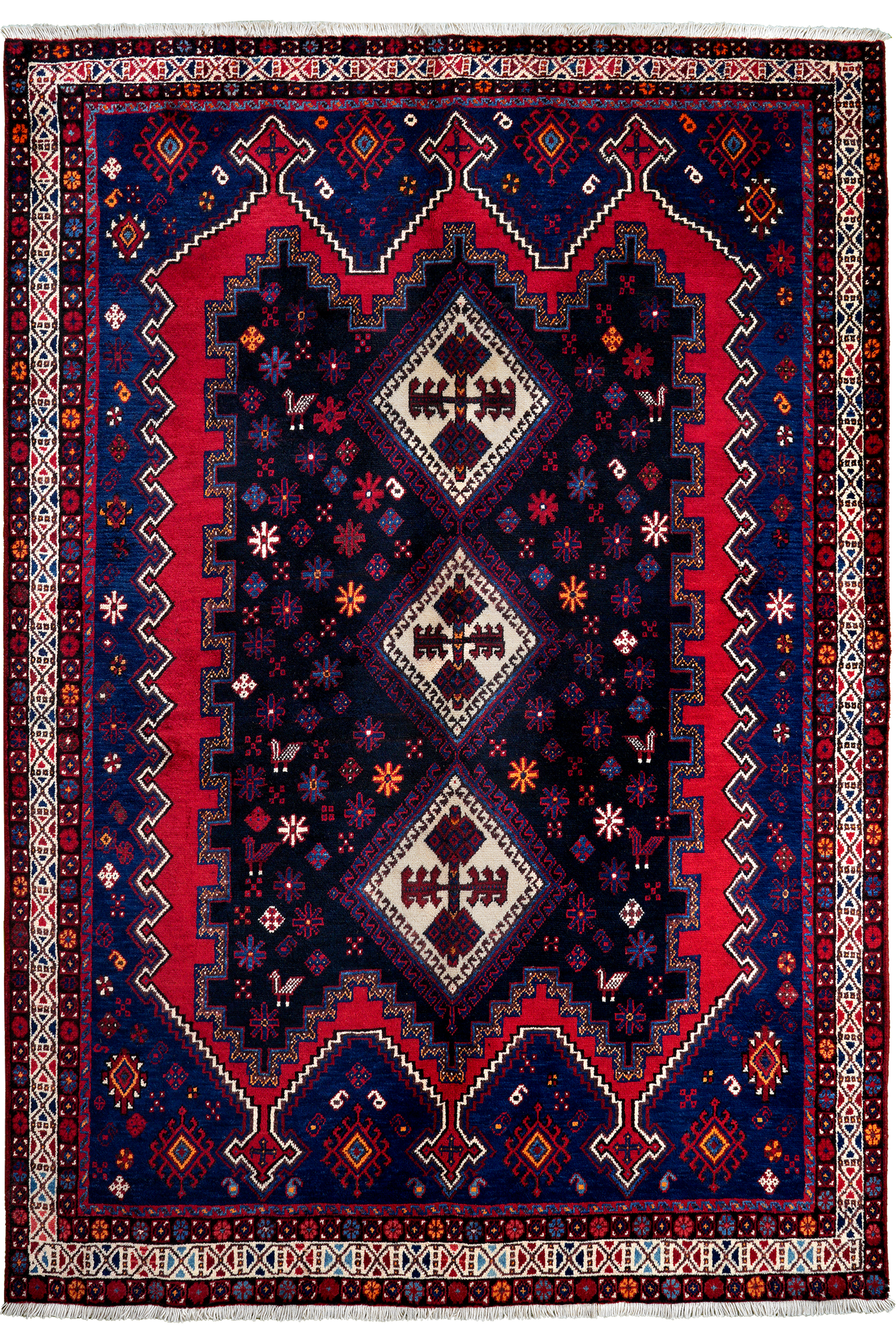 Afshar — Handgefertigt, 230x161 cm, Beige, 100% Virgin Wool | Main view