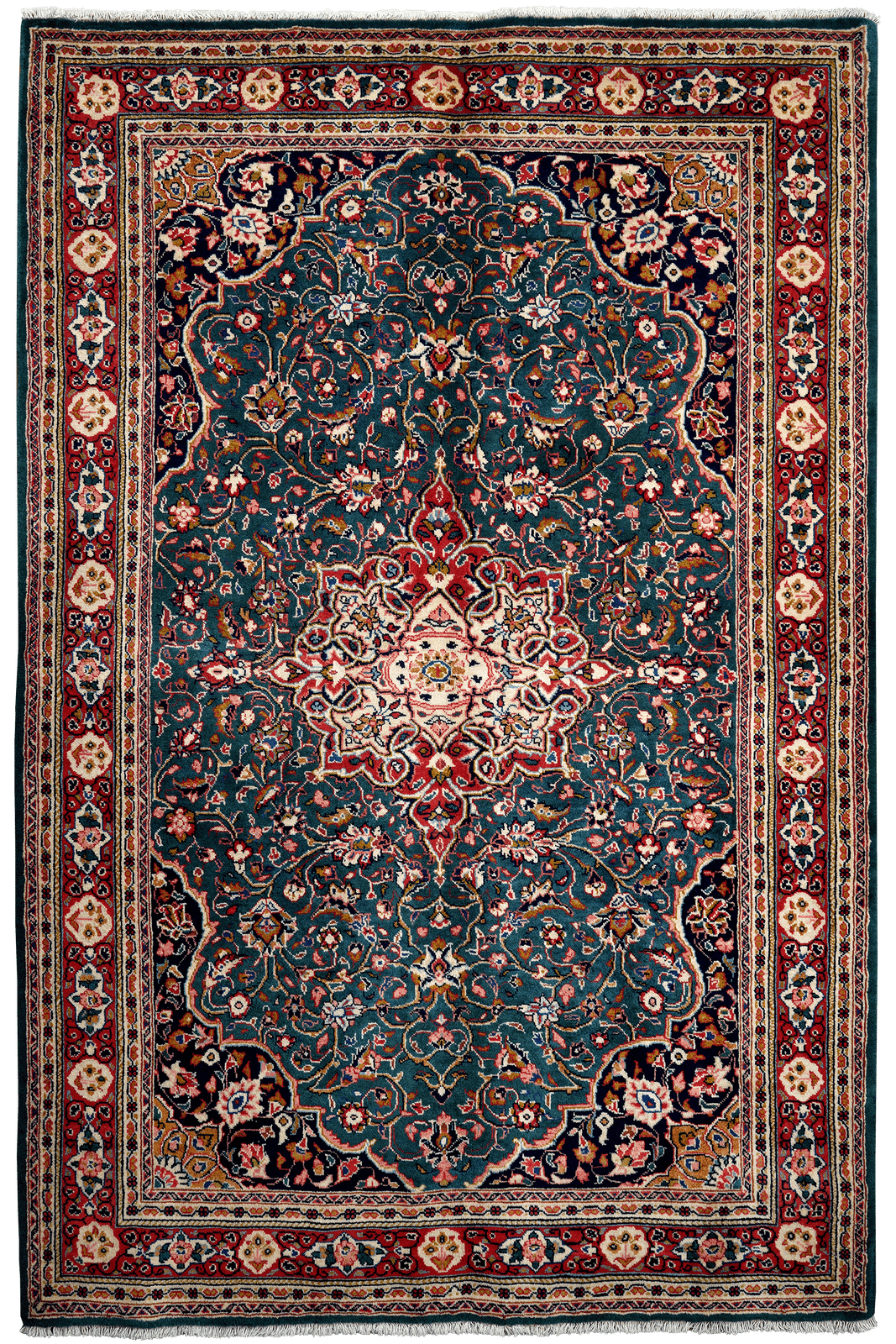 Sarough — Hand-knotted, 133x201 cm, Green, 100% Virgin Wool | Main view