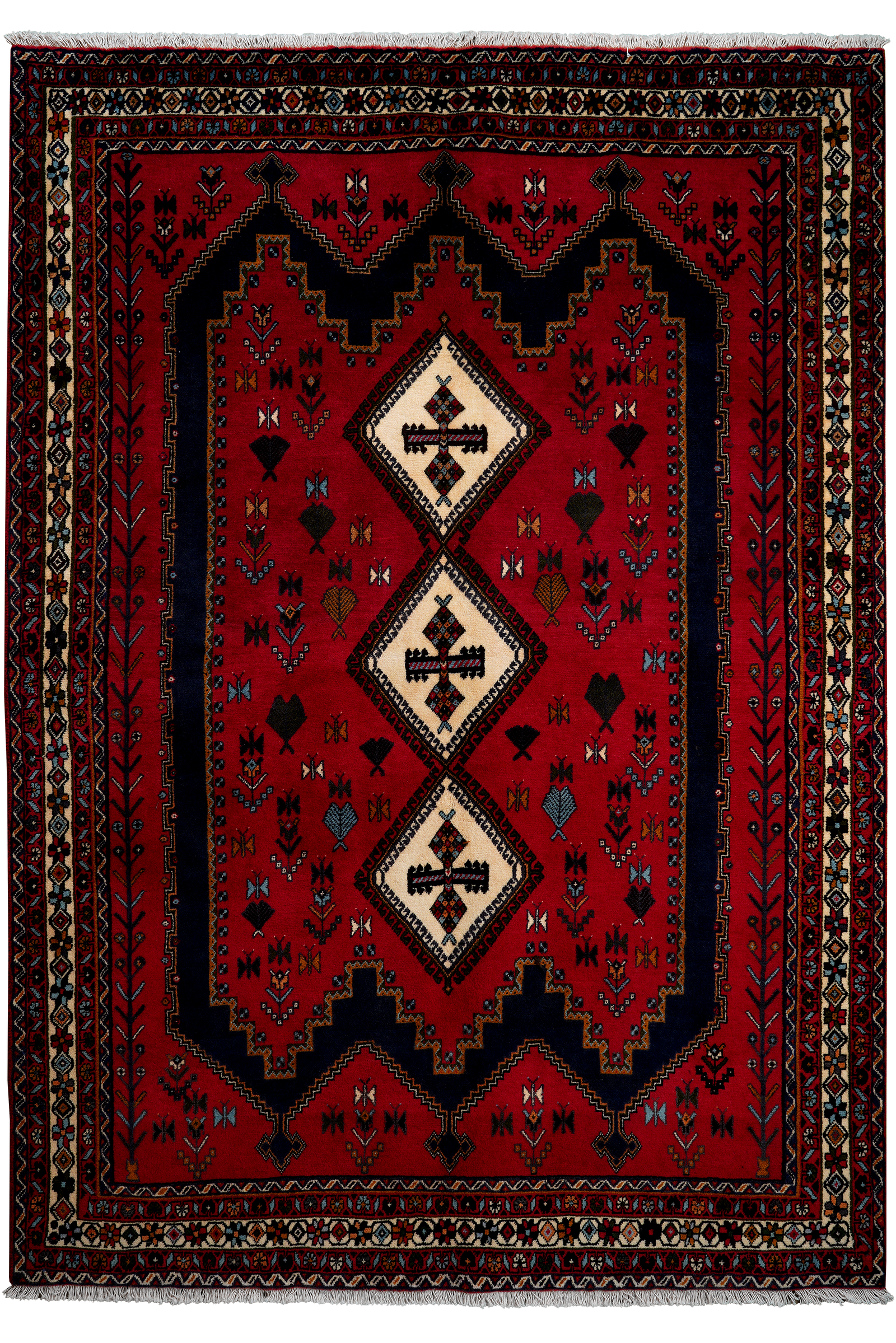 Afshar — Handgefertigt, 234x163 cm, Beige, 100% Virgin Wool | Main view