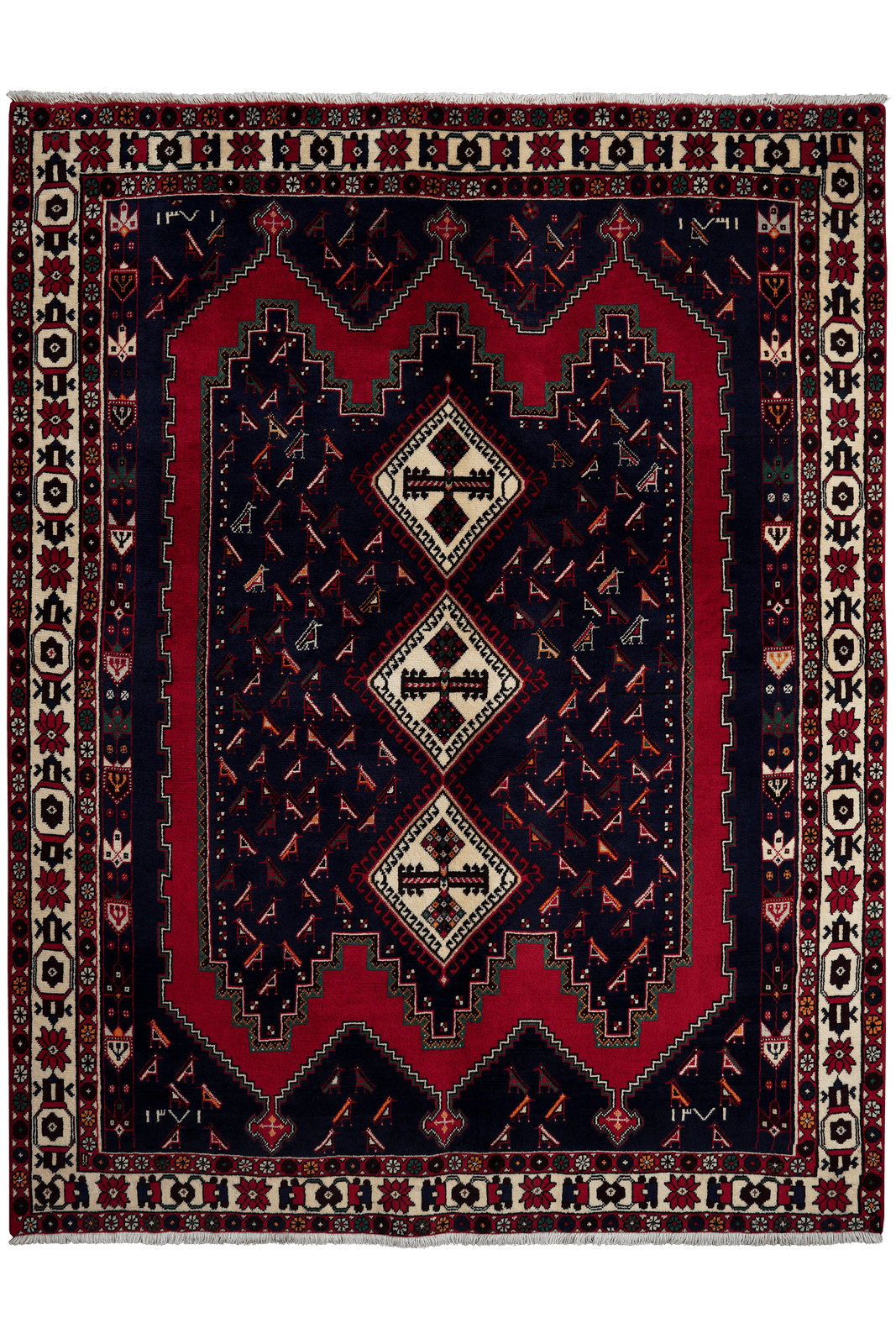 Afshar — Hand-knotted, 168x219 cm, Blue, 100% Virgin Wool | Main view