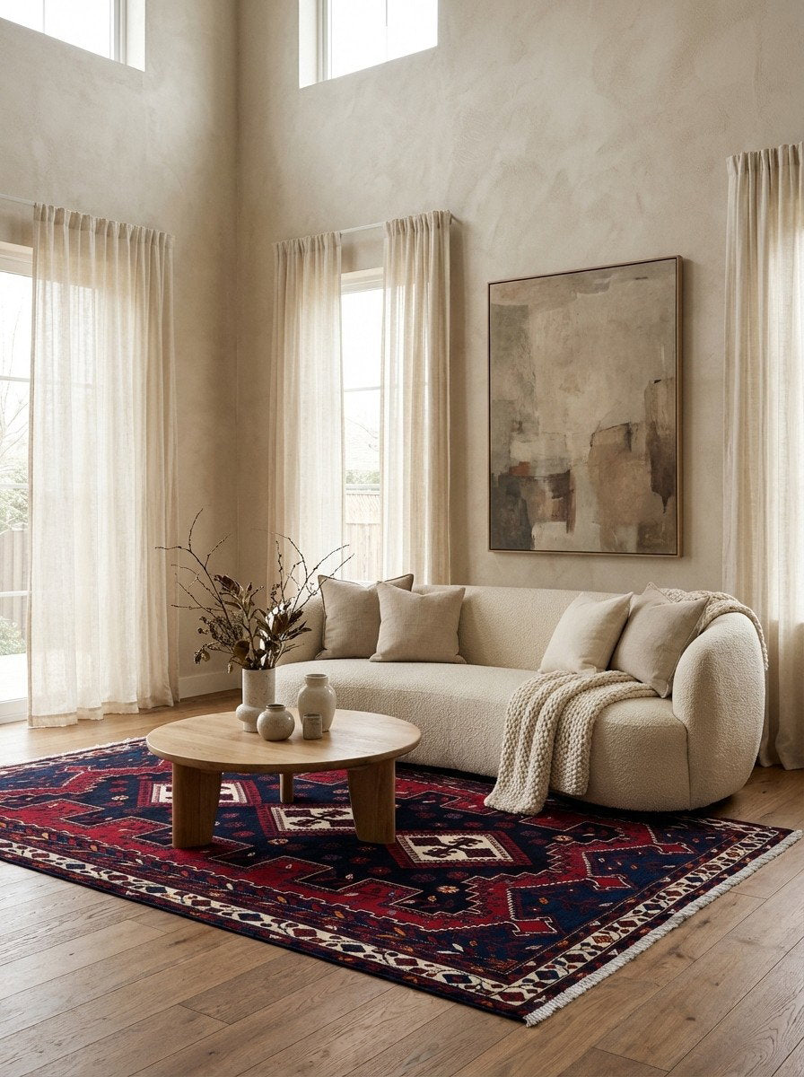 Afshar — Handgefertigt, 228x165 cm, Beige, 100% Virgin Wool | Detail view