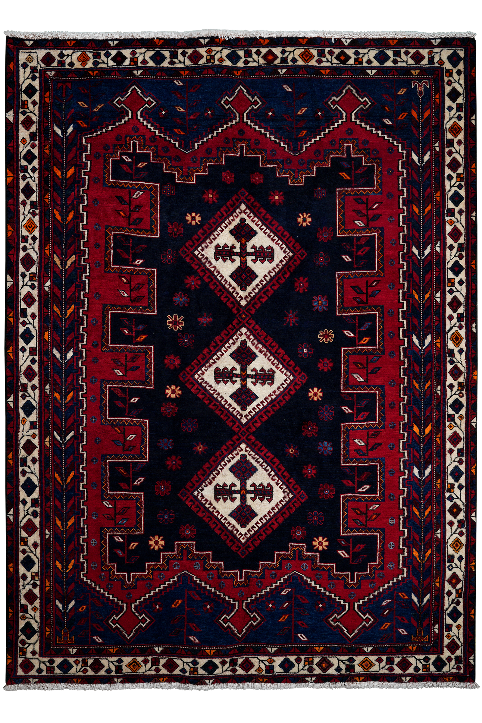 Afshar — Handgefertigt, 228x165 cm, Beige, 100% Virgin Wool | Main view