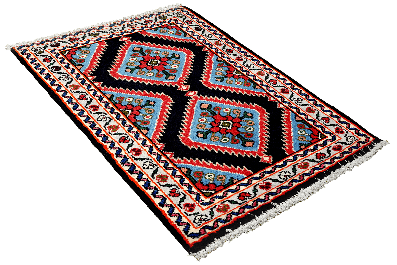 Hamadan — Hand-knotted, 60x99 cm, Blue, 100% Virgin Wool | View 4