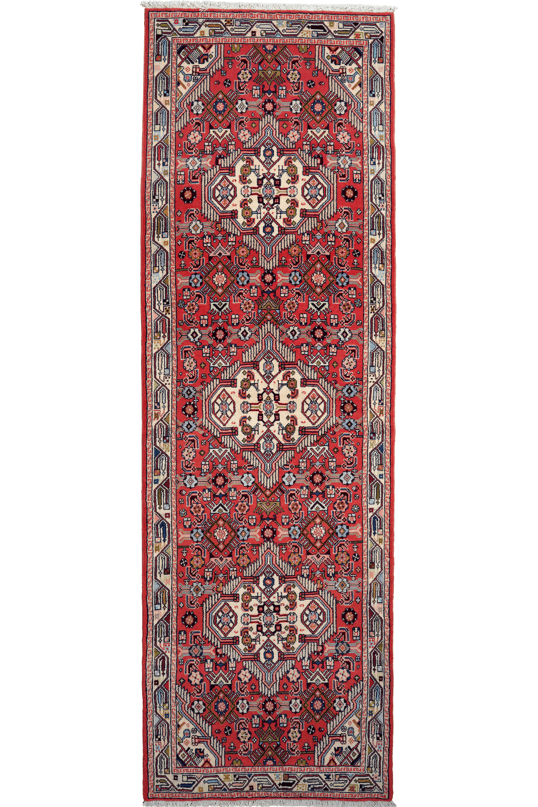 Assadabad — Hand-knotted, 89x290 cm, Red, 100% Virgin Wool | Main view
