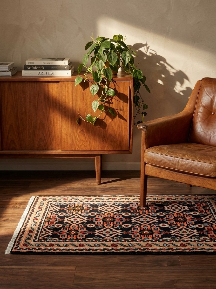 Hamadan — Hand-knotted, 60x94 cm, Blue, 100% Virgin Wool | Back view