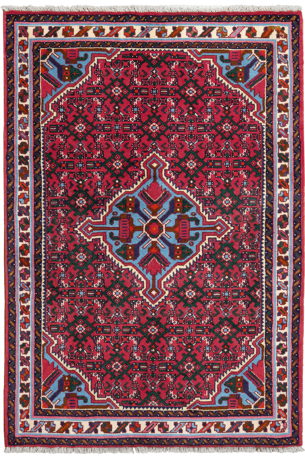 Hosseinabad — Hand-knotted, 104x153 cm, Red, 100% Virgin Wool | Main view