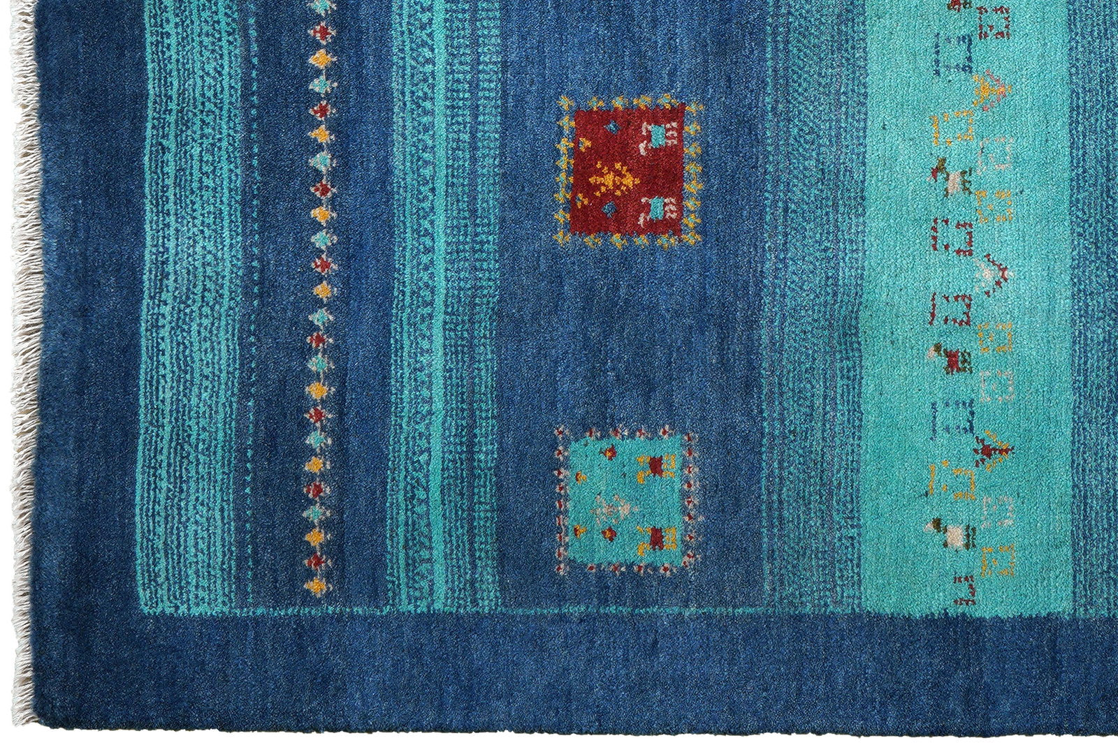 Gabbeh Sonnat — Handgefertigt, 193x154 cm, Blau, 100% Virgin Wool | View 4