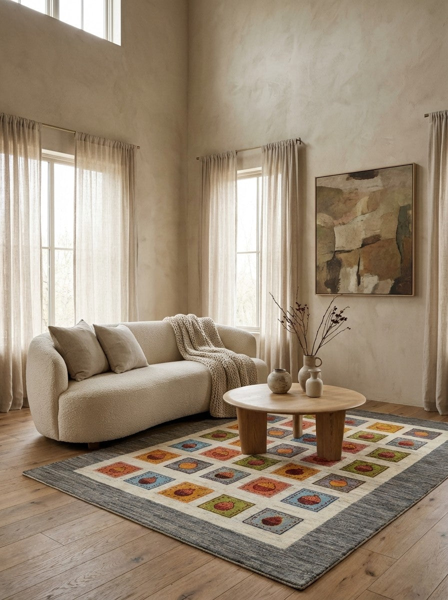 Rizbaf — Hand-knotted, 170x239 cm, Beige, 100% Virgin Wool | Detail view