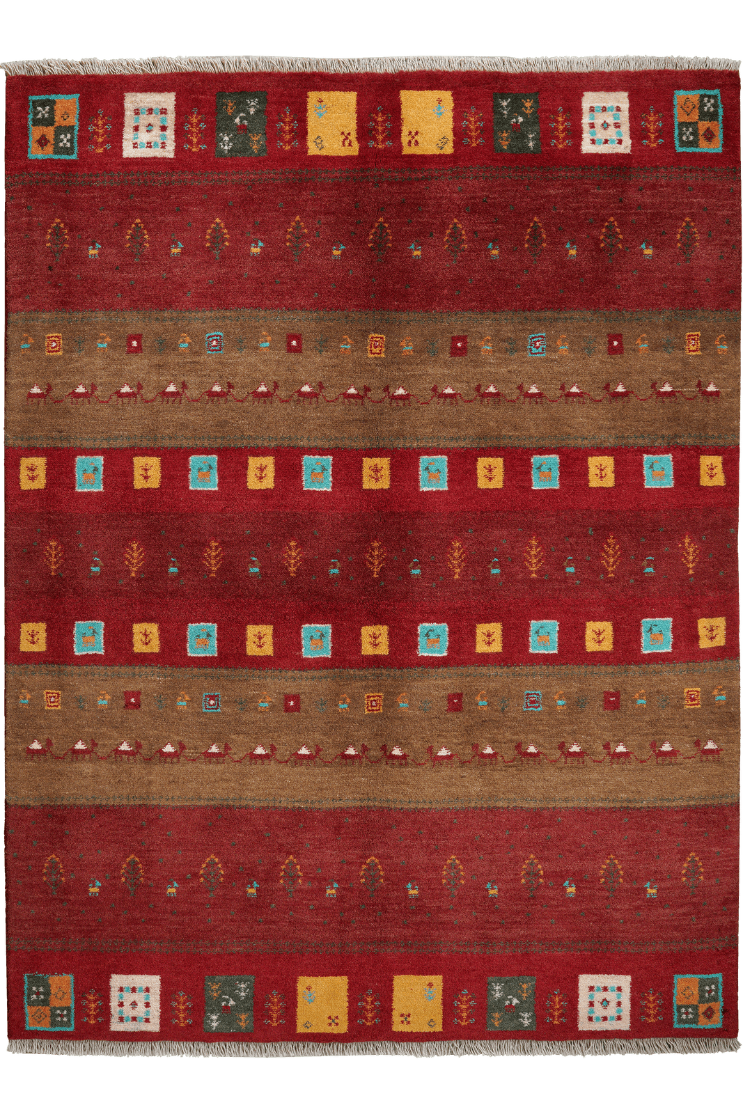Gabbeh Sonnat — Hand-knotted, 151x200 cm, Multicolor, 100% Virgin Wool | Main view
