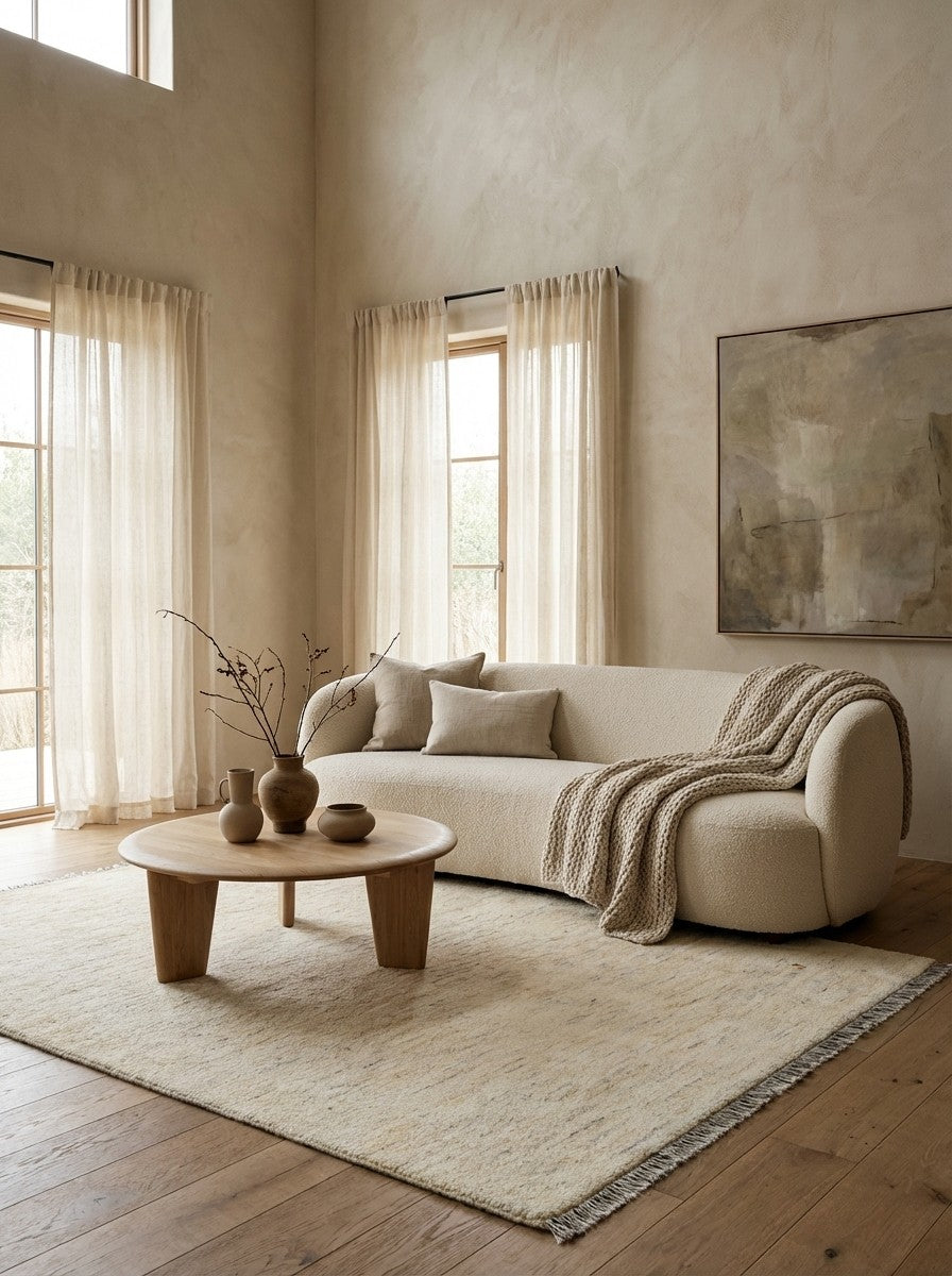 Gabbeh — Hand-knotted, 174x247 cm, Beige, 100% Virgin Wool | Detail view