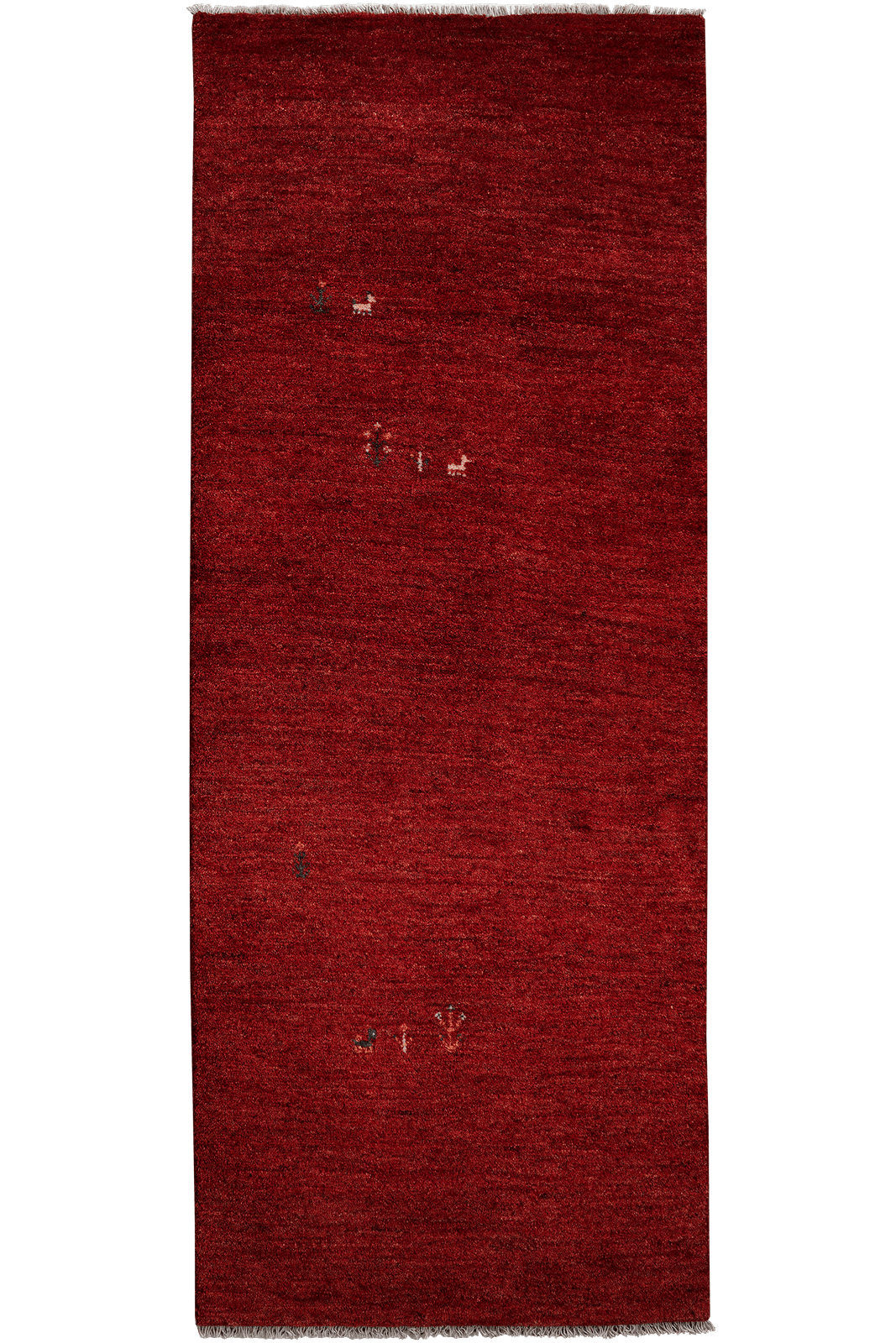 Gabbeh — Hand-knotted, 85x225 cm, Red, 100% Virgin Wool | Main view