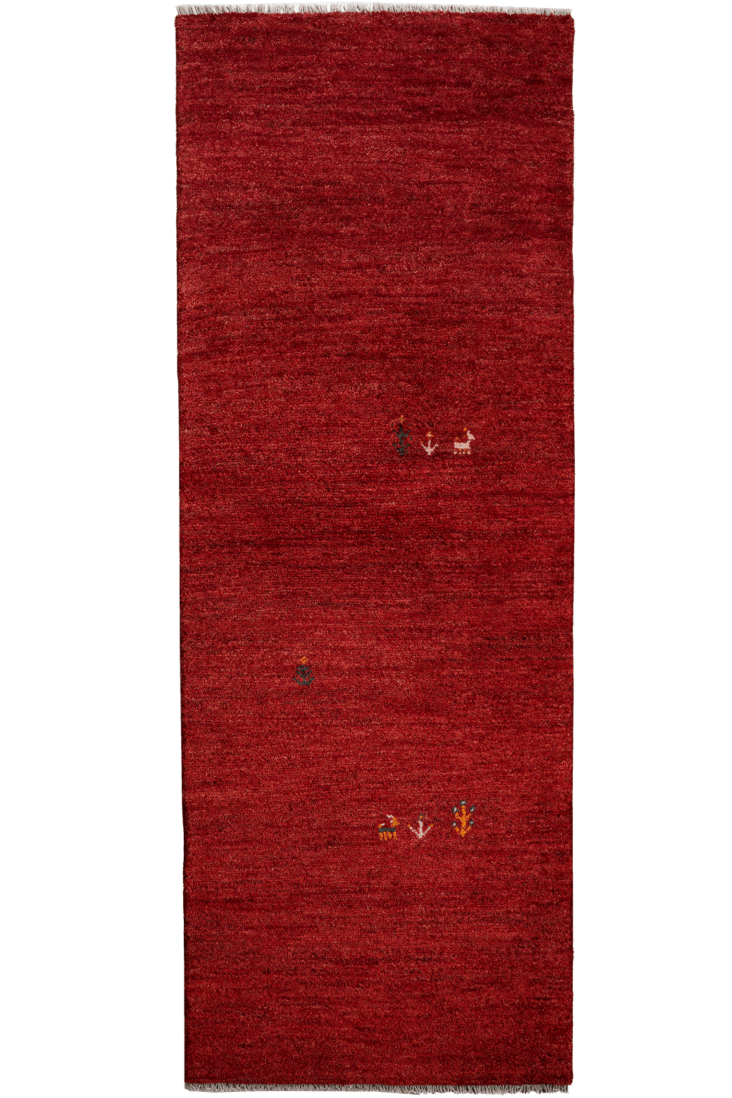 Gabbeh — Hand-knotted, 82x222 cm, Red, 100% Virgin Wool | Main view