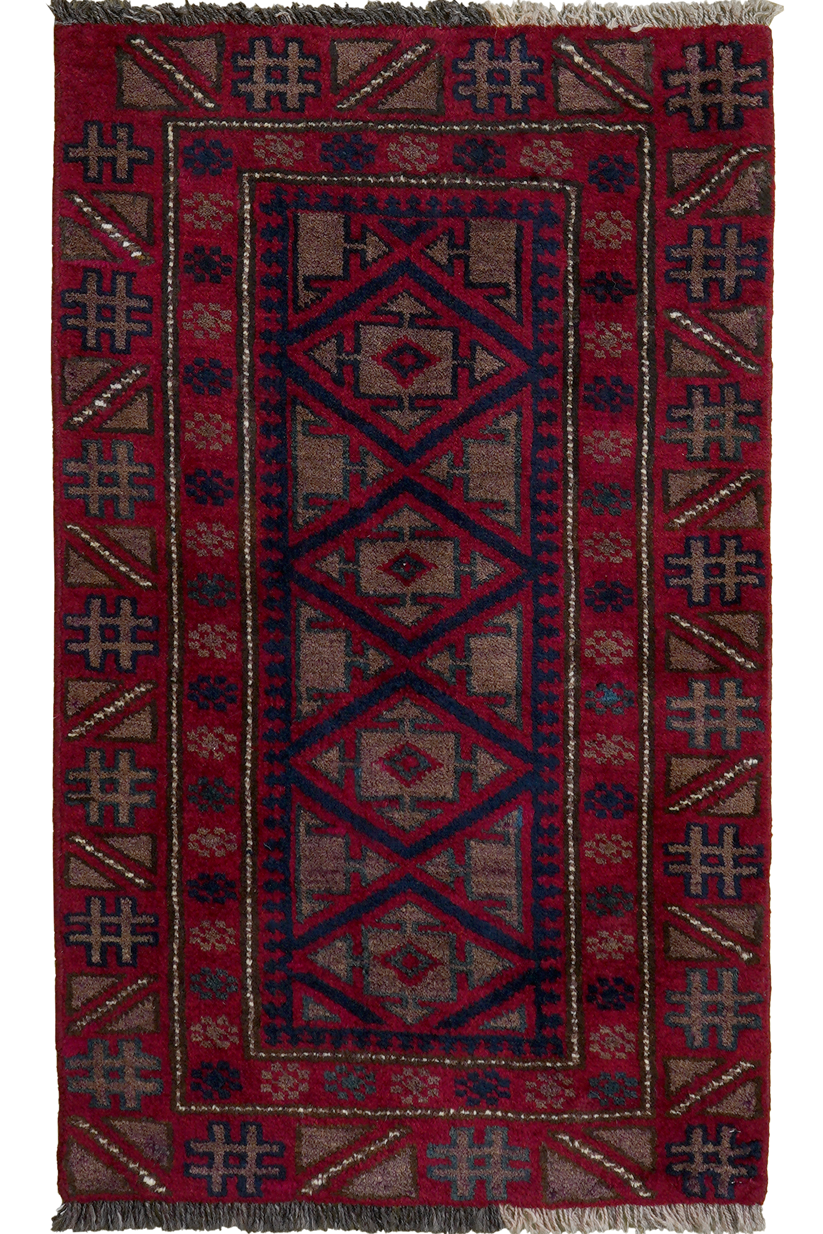 Belutch — Handgefertigt, 94x57 cm, Rot, 100% Virgin Wool | Main view