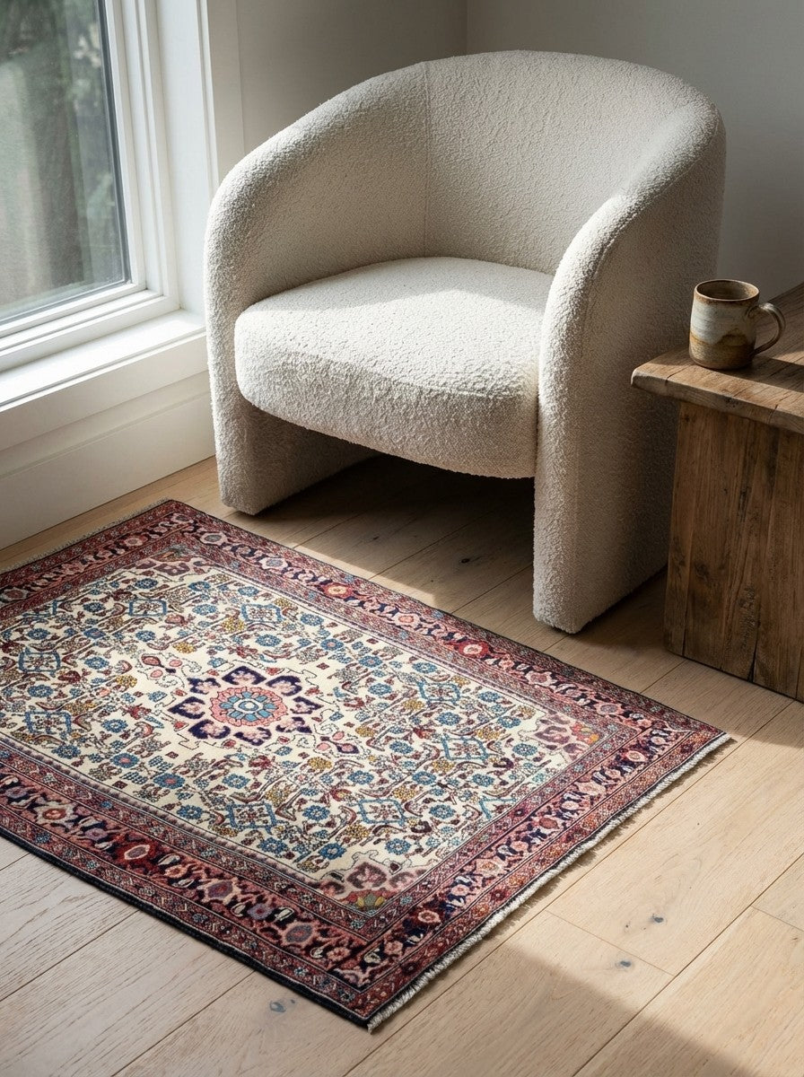 Heritage — Hand-knotted, 110x162 cm, Beige, 100% Virgin Wool | Detail view