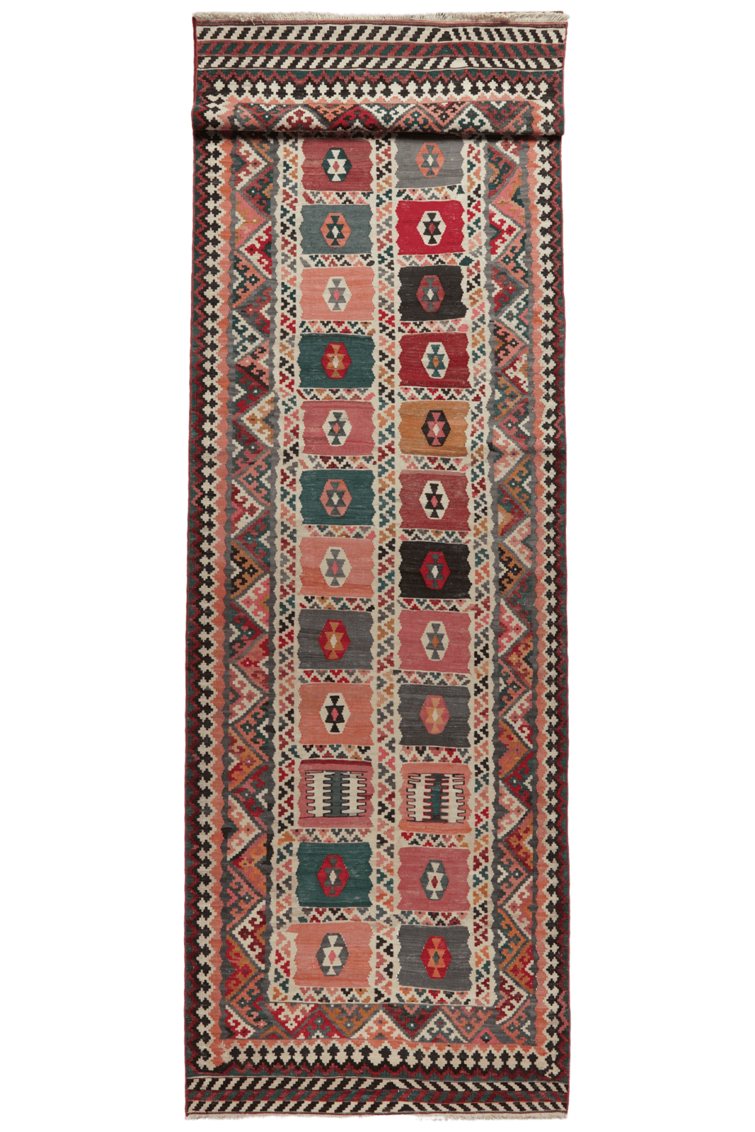Kelim Gashgai Old — Handmade, 128x477 cm, Multicolor, 100% Virgin Wool | Main view