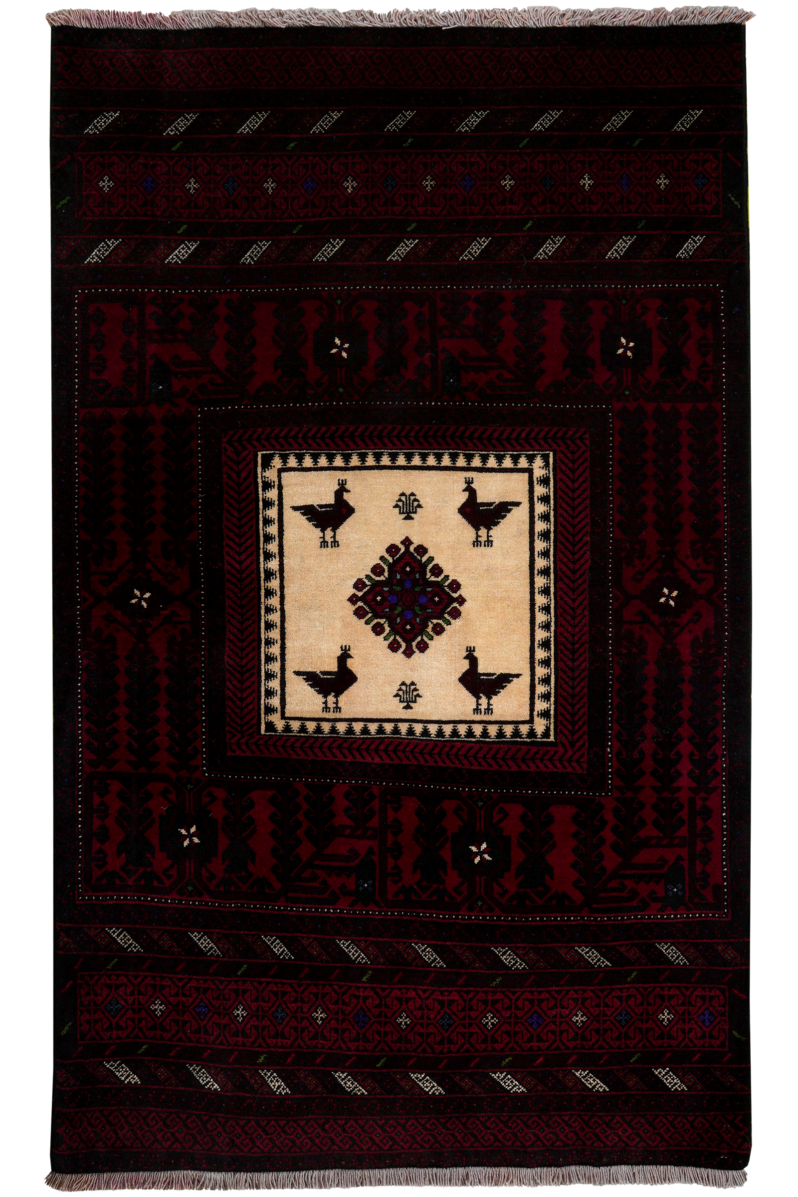 Belutch — Handgefertigt, 166x100 cm, Rot, 100% Virgin Wool | Main view