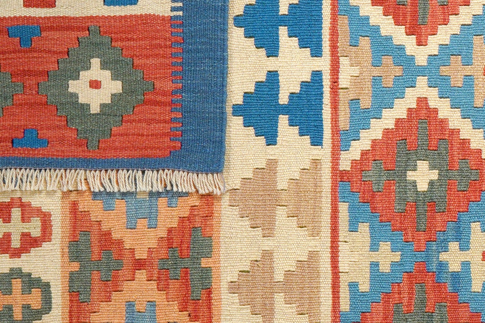 Kelim Gashgai — Handmade, 83x243 cm, Beige, 100% Virgin Wool | View 6