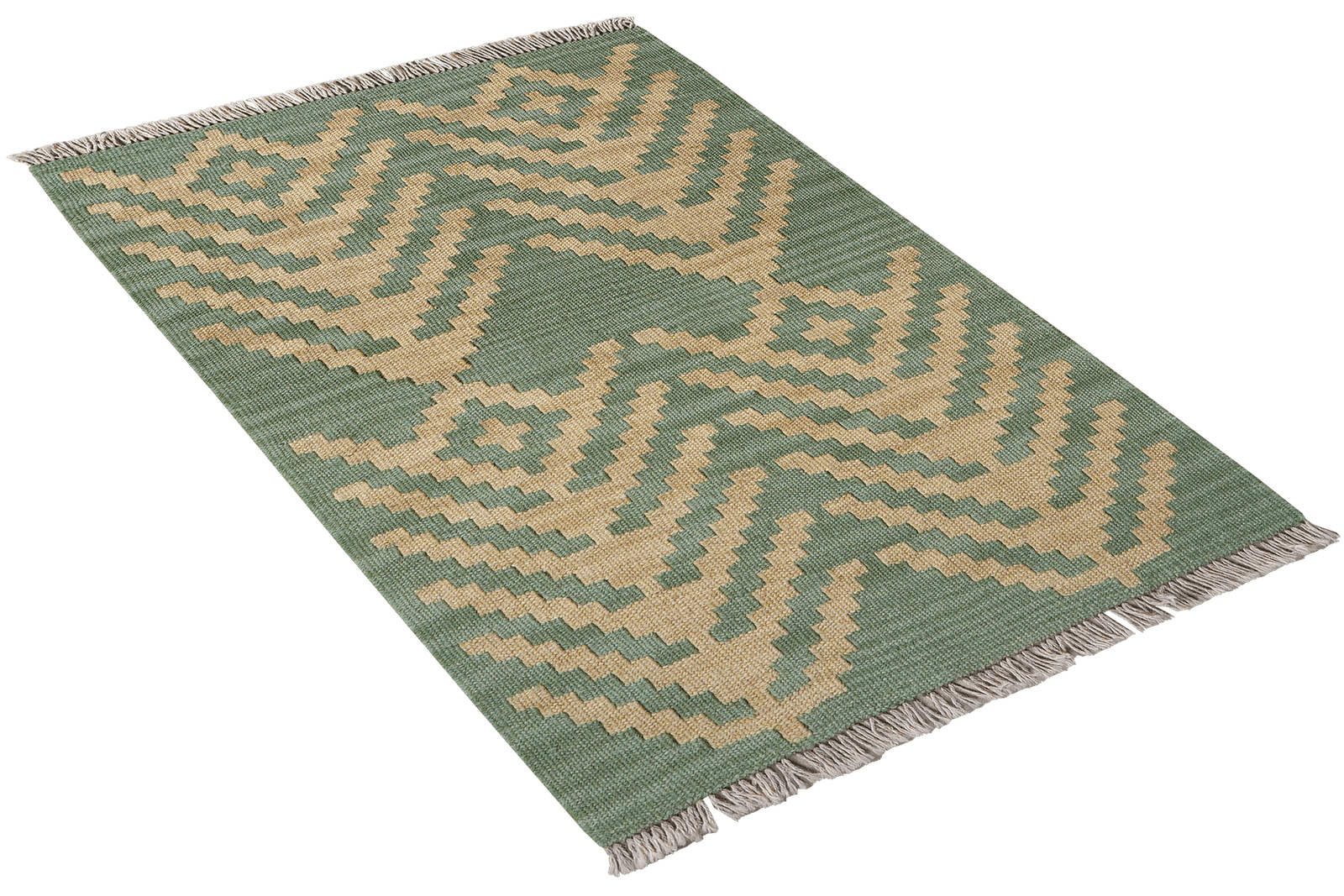 Kelim Gashgai — Handmade, 61x88 cm, Green, 100% Virgin Wool | View 4