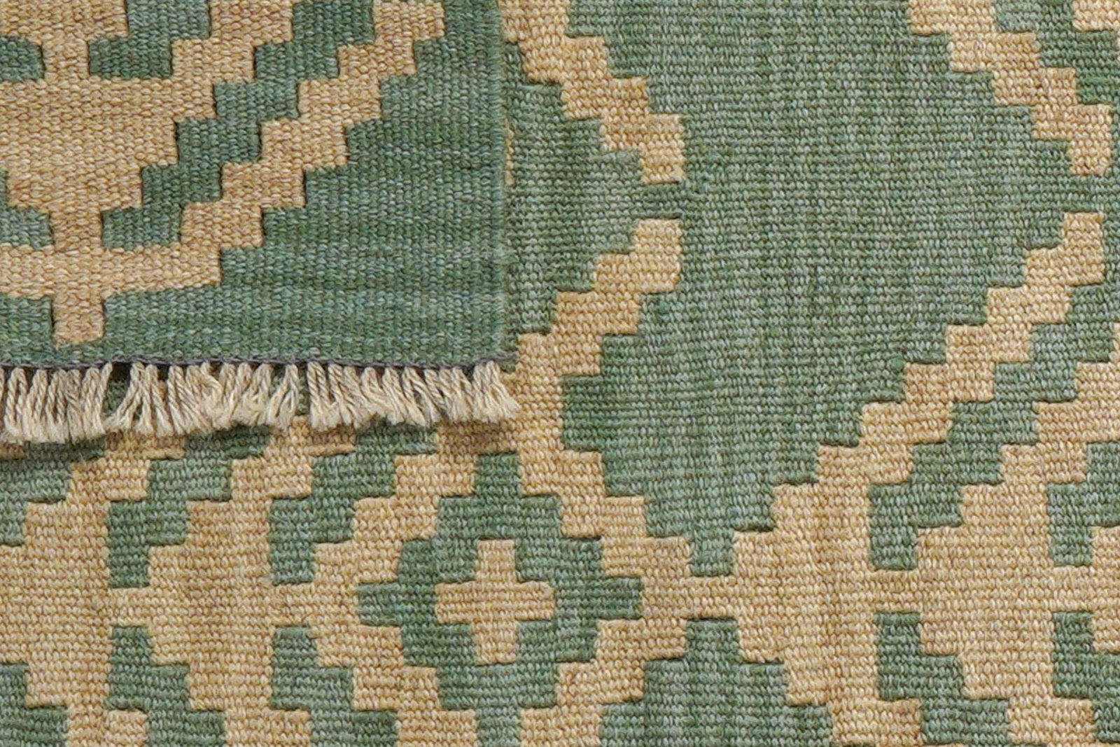 Kelim Gashgai — Handgefertigt, 88x61 cm, Grün, 100% Virgin Wool | View 7