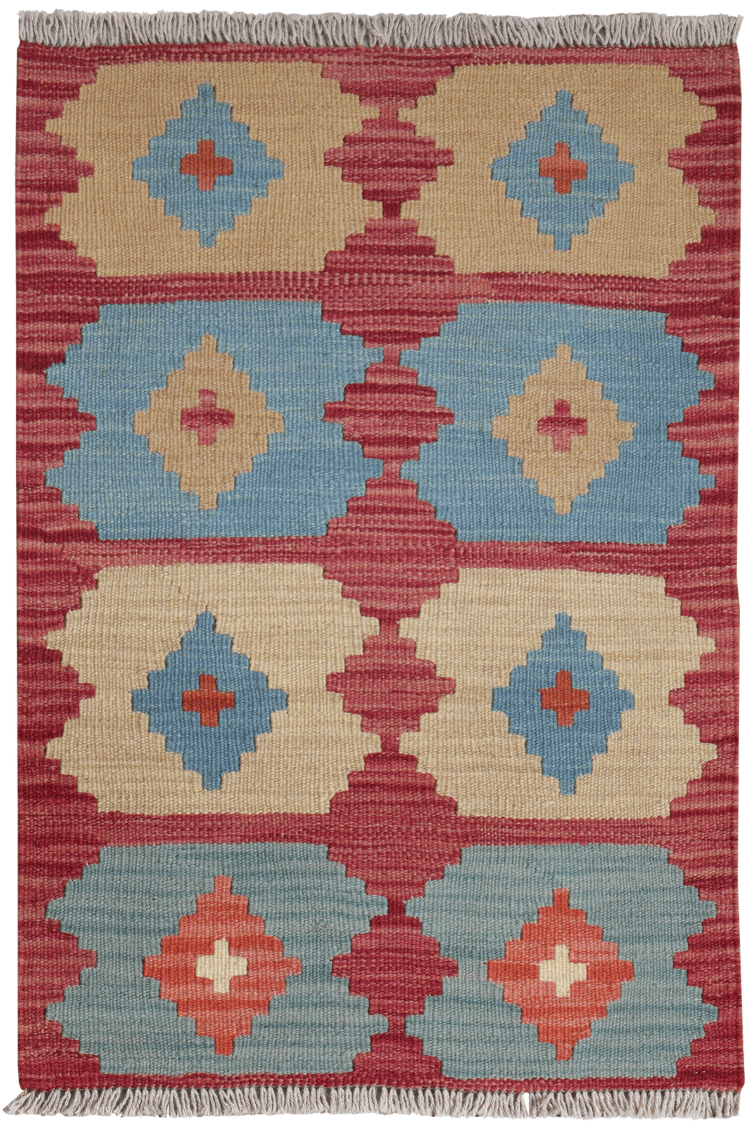 Kelim Gashgai — Handmade, 63x90 cm, Red, 100% Virgin Wool | Main view