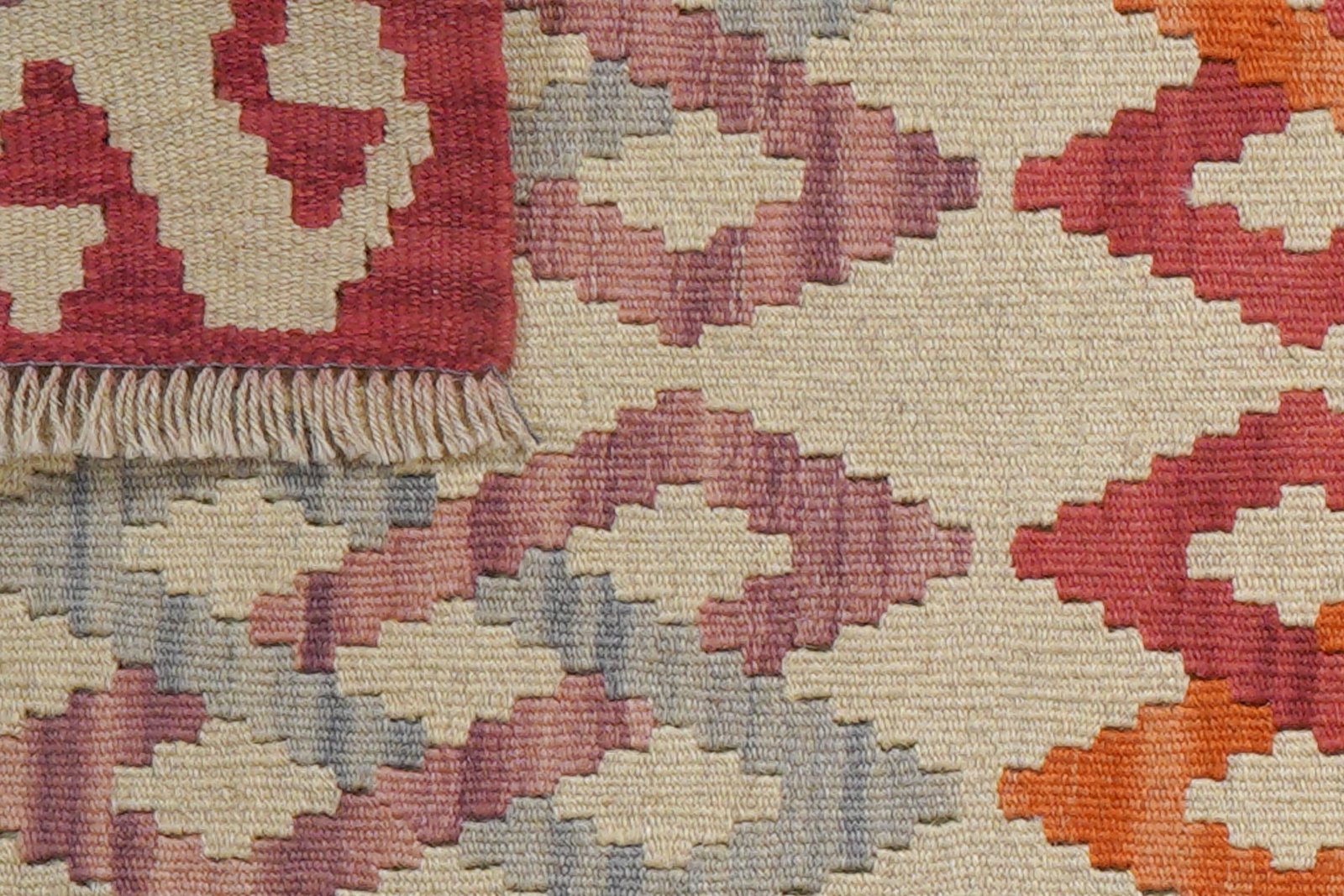 Kelim Gashgai — Handmade, 57x193 cm, Beige, 100% Virgin Wool | View 6
