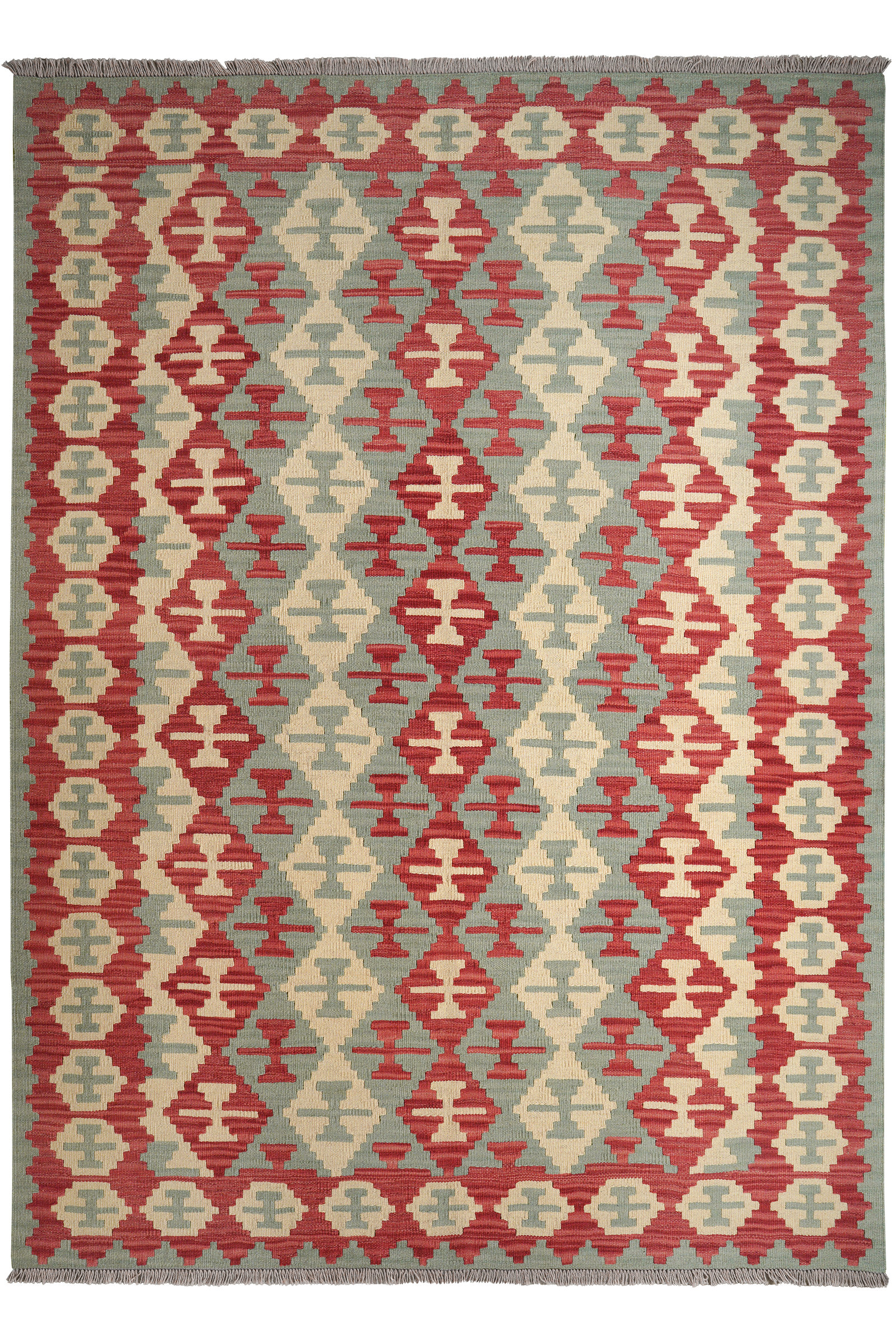 Kelim Gashgai — Handgefertigt, 241x171 cm, Rot, 100% Virgin Wool | Main view