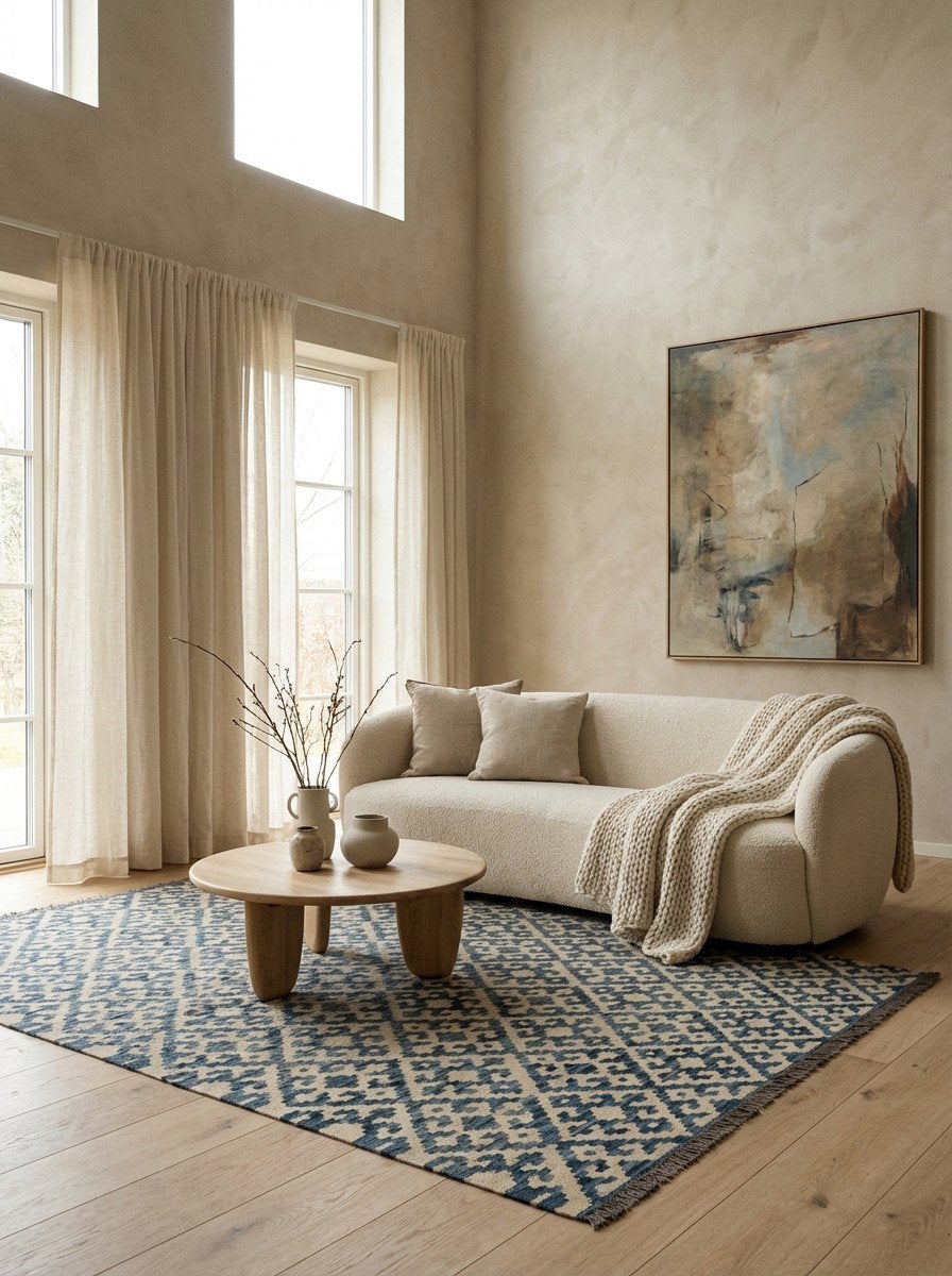 Kelim Gashgai — Handgefertigt, 230x178 cm, Beige, 100% Virgin Wool | Detail view