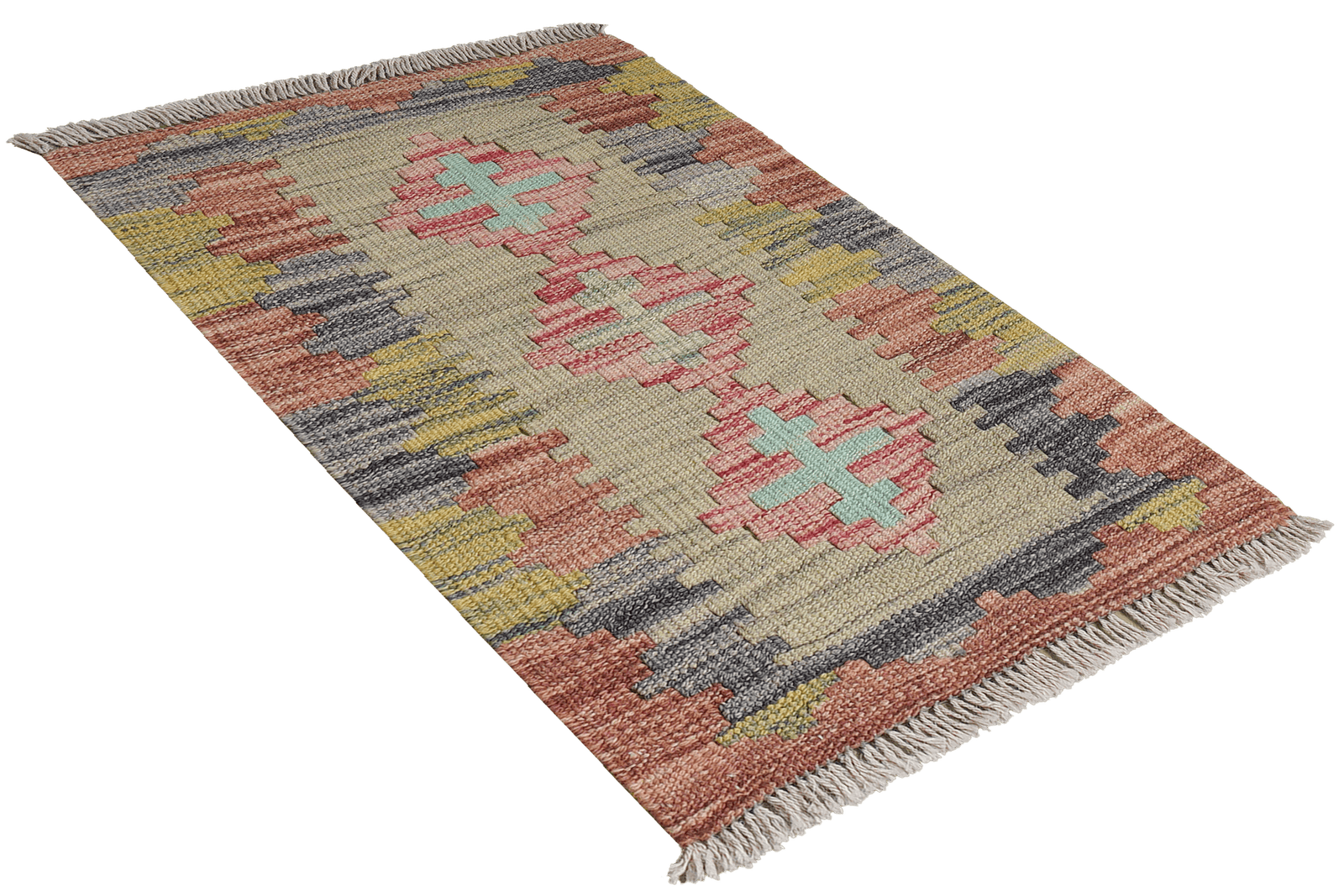 Kelim Gashgai — Handmade, 43x65 cm, Beige, 100% Virgin Wool | View 4