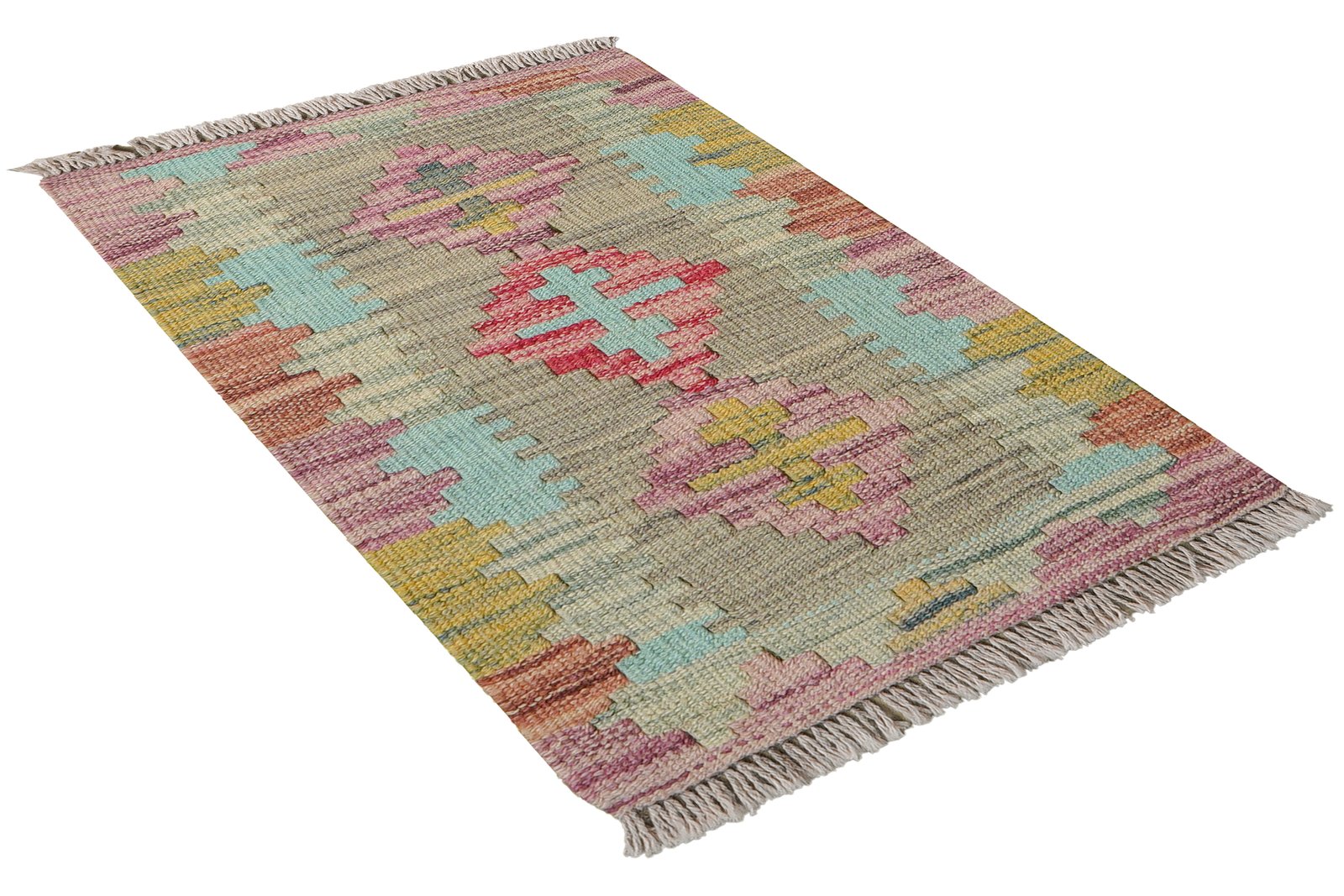 Kelim Gashgai — Handmade, 42x62 cm, Beige, 100% Virgin Wool | View 4