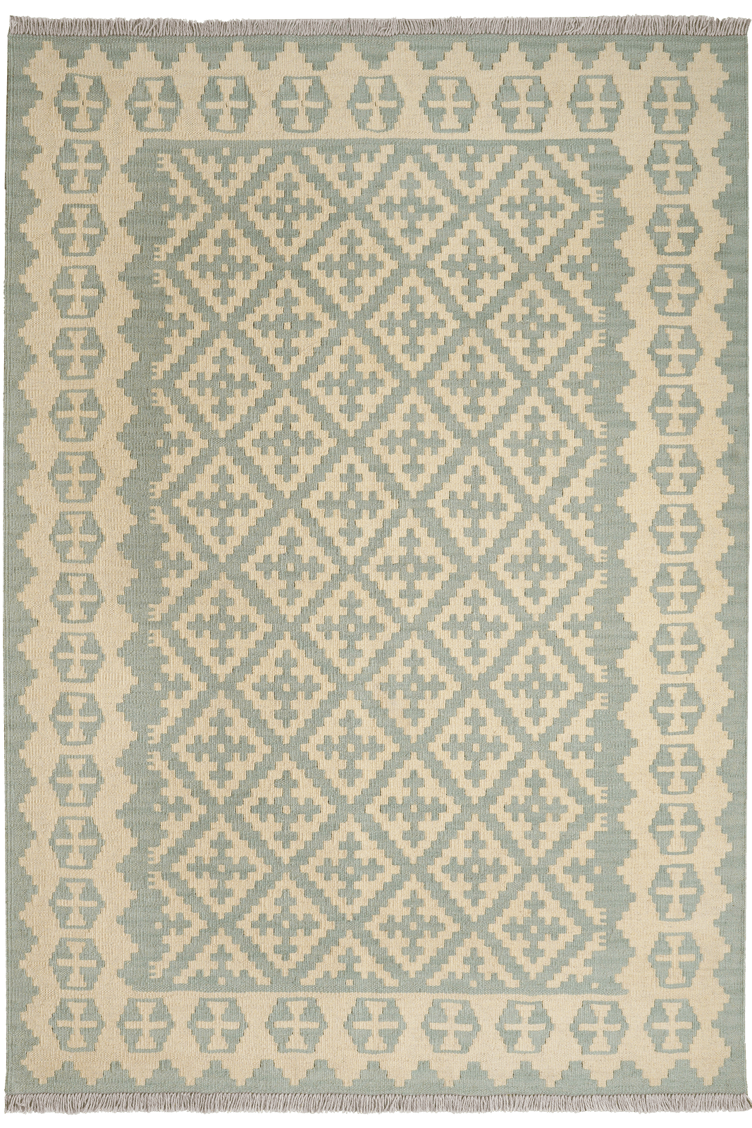 Kelim Gashgai — Handmade, 127x184 cm, Green, 100% Virgin Wool | Main view